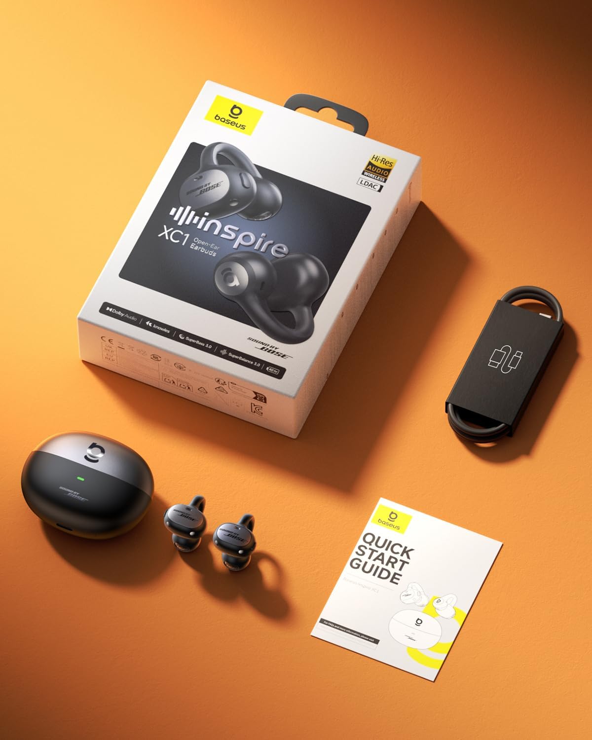 Baseus Inspire XC1 Cuffie Open-Ear Bluetooth, Sound by Bose, Nero Cosmico
