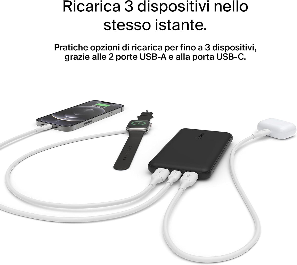 Belkin BoostCharge Power Bank 10000mAh con Porte USB-C e USB-A - Rosa
