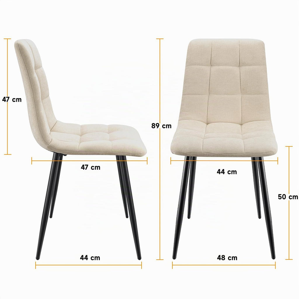 Set di 4 Sedie Da Pranzo,Tessuto di Lino Traspirante,Grigio