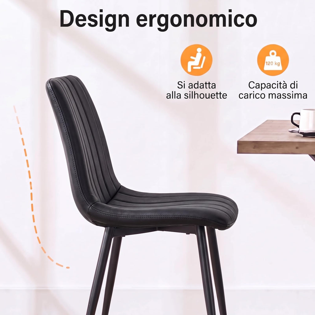 Set di 4 Sedie Da Pranzo,Tessuto di Lino Traspirante,Grigio