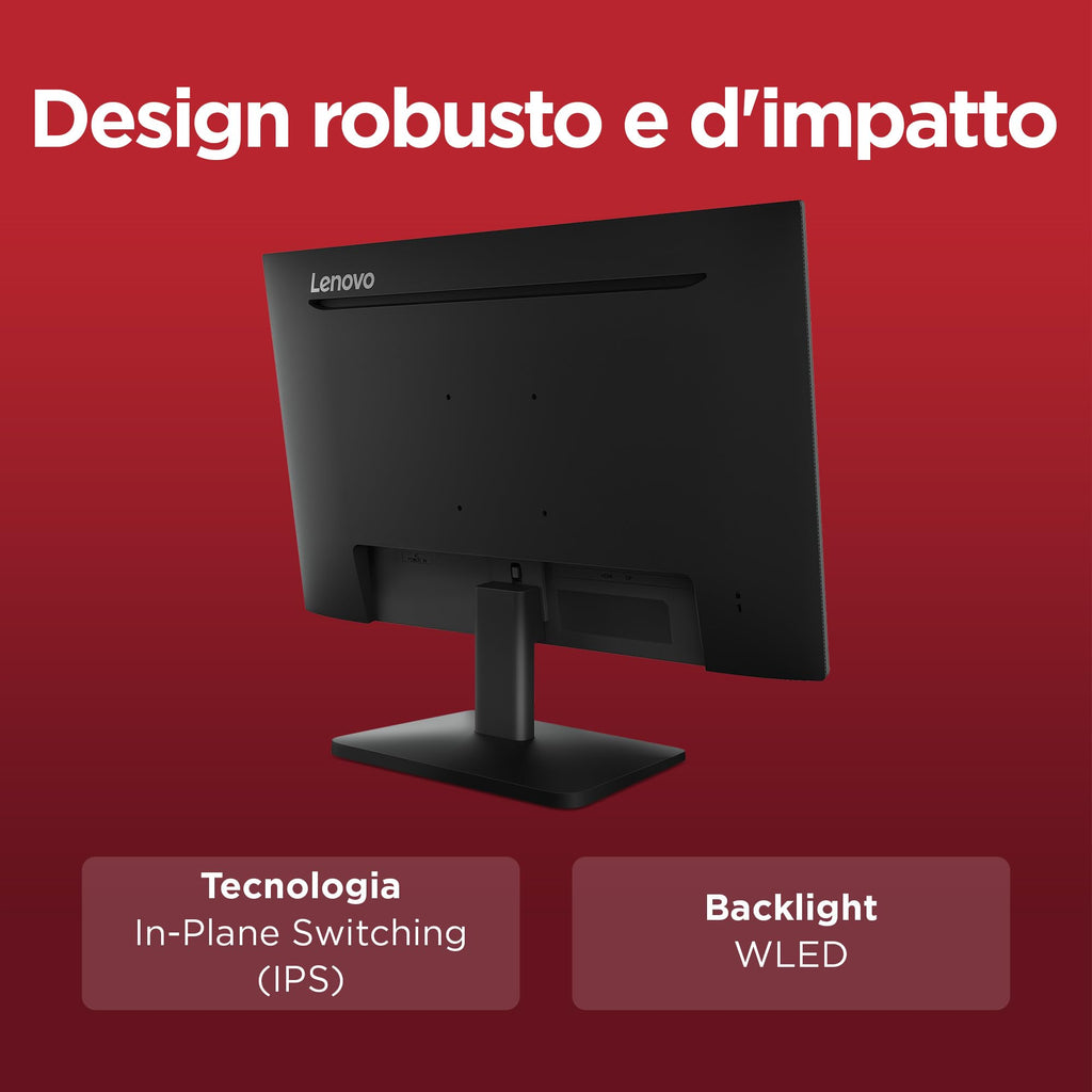 Lenovo L27-45 Monitor IPS 27" Full HD, 144Hz, 1ms, Altoparlanti integrati, HDMI e VGA, Ideale per Gaming, Studio e Home Office, VESA 100x100mm, AMD FreeSync, Inclinazione Regolabile