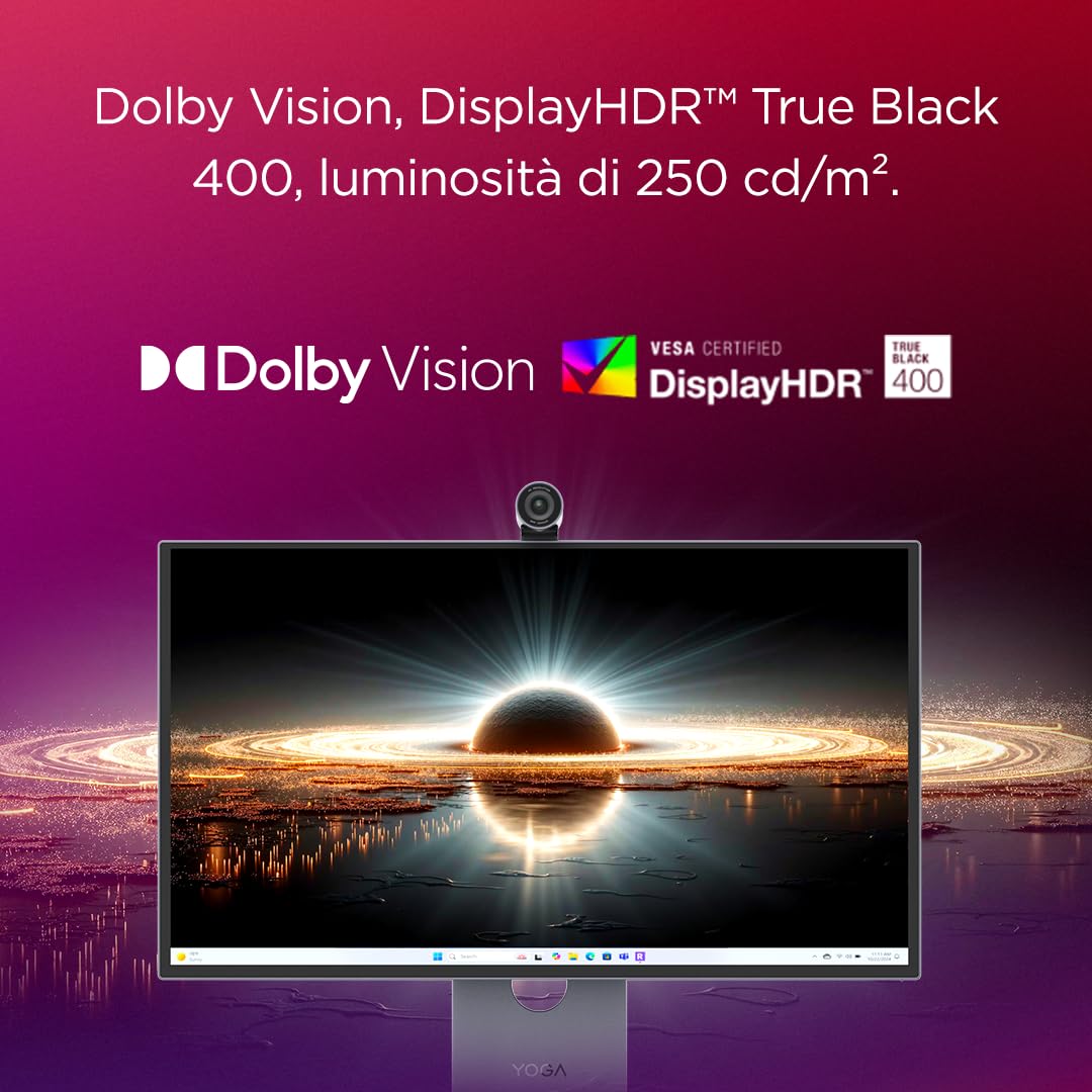 Lenovo L27-45 Monitor IPS 27" Full HD, 144Hz, 1ms, Altoparlanti integrati, HDMI e VGA, Ideale per Gaming, Studio e Home Office, VESA 100x100mm, AMD FreeSync, Inclinazione Regolabile