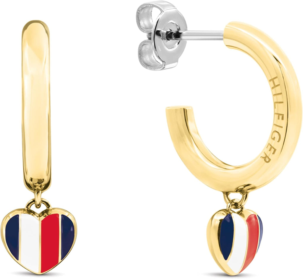Orecchini con ciondolo a cuore Tommy Hilfiger tono oro da donna