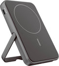 Fresh 'n Rebel Powerbank Magnetico Senza Fili 5000mAh, compatibile con MagSafe, Ricarica Rapida PD 20W, porta USB-C (in/Out), per iPhone 17/16/15/14/13/12, Portatile, con Supporto (Storm Grey)