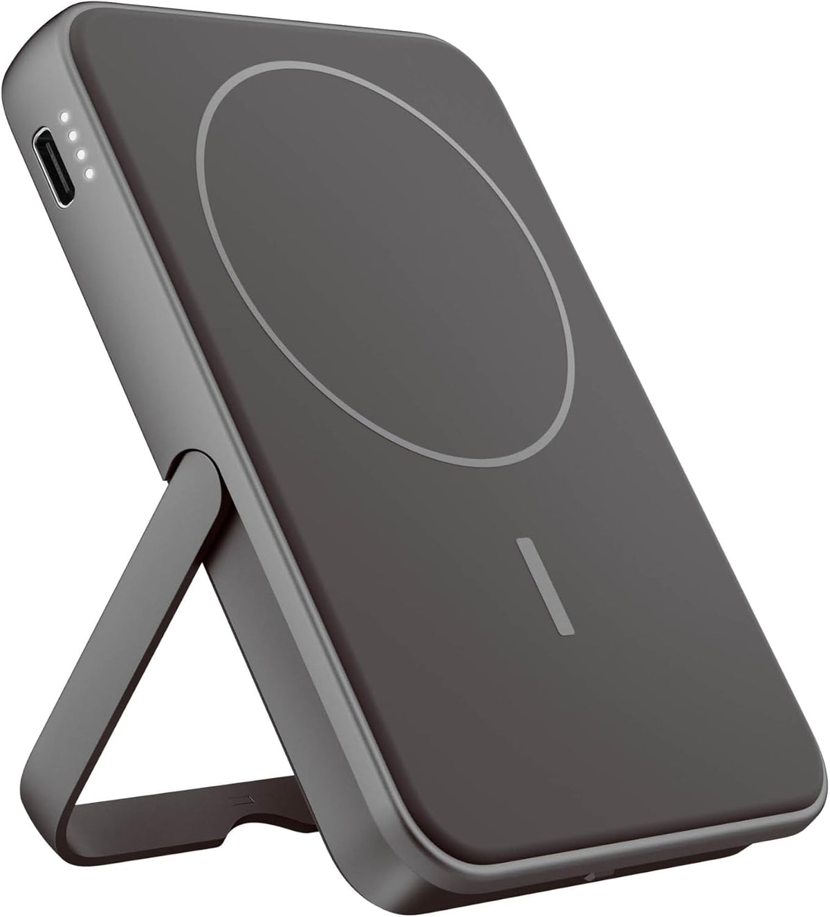 Fresh 'n Rebel Powerbank Magnetico Senza Fili 5000mAh, compatibile con MagSafe, Ricarica Rapida PD 20W, porta USB-C (in/Out), per iPhone 17/16/15/14/13/12, Portatile, con Supporto (Storm Grey)