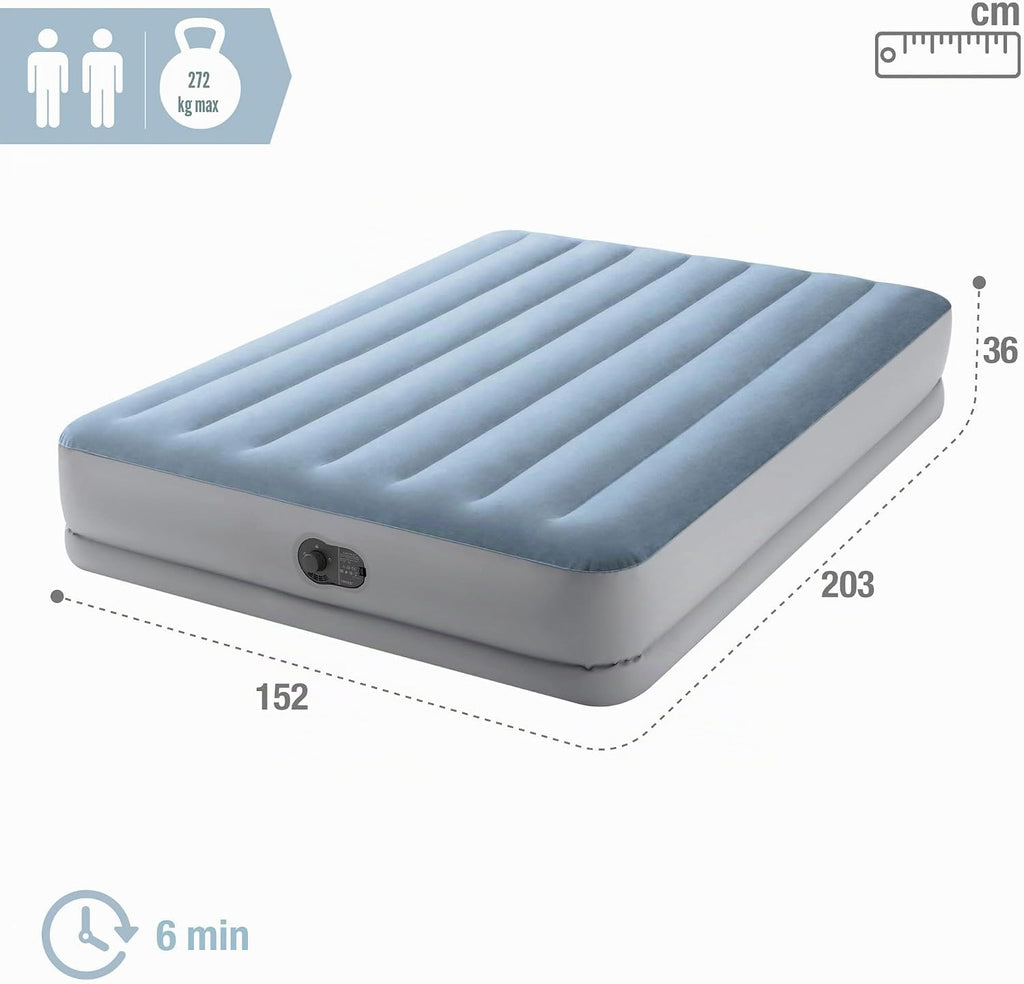 Intex 64159 - Materasso Matrimoniale Autogonfiante USB Dura-Beam Mid-Rise Comfort, 152x203x36 cm