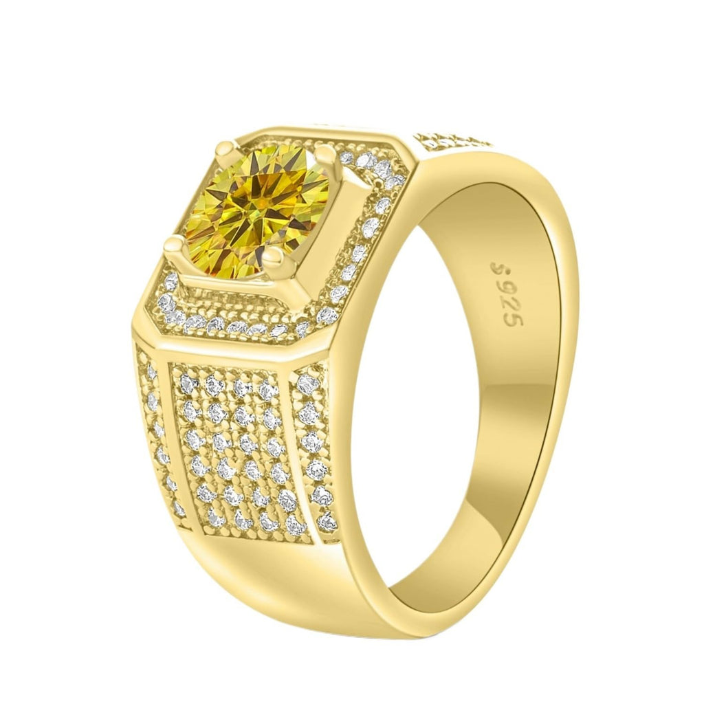 Anelli in moissanite da 1 ct per uomini con diamanti Fedi nuziali in argento Sterling 925 18 carati Anello di moissanite Anelli di fidanzamento da uomo Anelli di diamante in oro Anello di