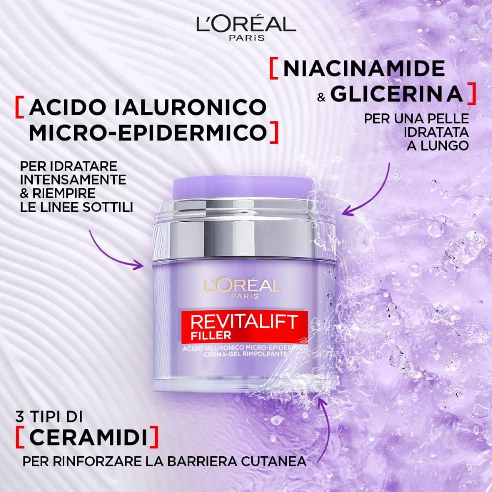 L'Oréal Paris Contorno Occhi Revitalift Filler, Azione Antirughe Rivolumizzante con Acido Ialuronico Concentrato, 15 ml
