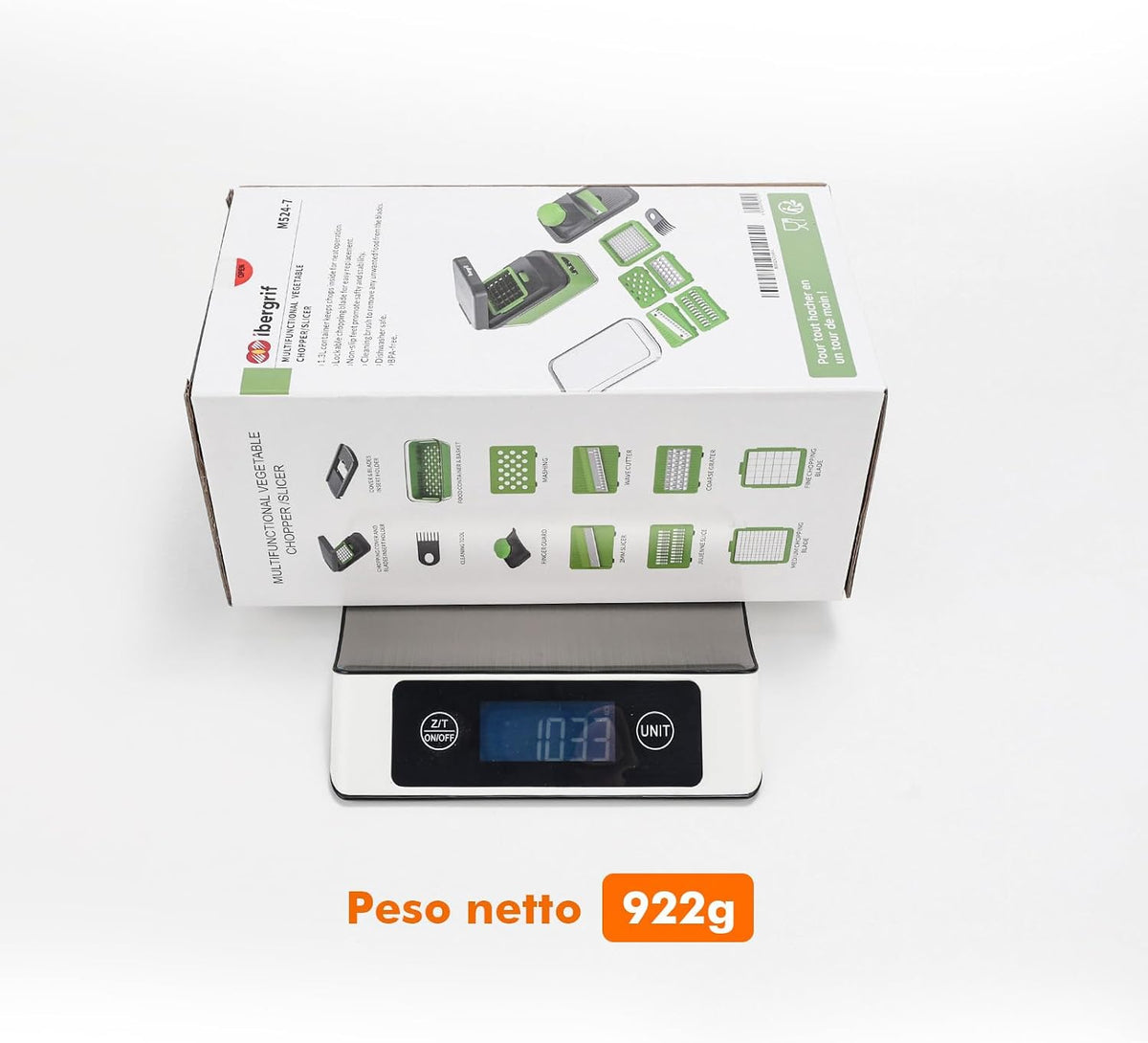 Ibergrif M524-7 Taglia Verdure, Mandolina 7 in 1 Multifunzione
