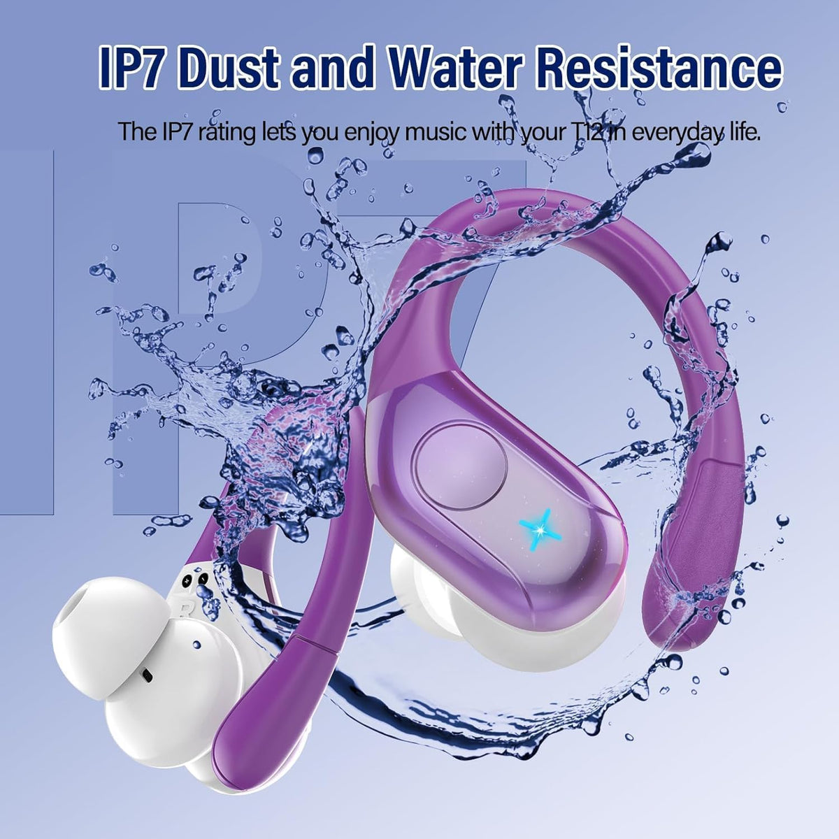Qecnato Cuffie Bluetooth Senza Fili, Auricolari Bluetooth 5.4 con Stereo HiFi, 75 Ore, Auricolari con 4 ENC Mic, Display LED, IP7 impermeabili Cuffiette Wireless per Jogging, Lavoro, Nero