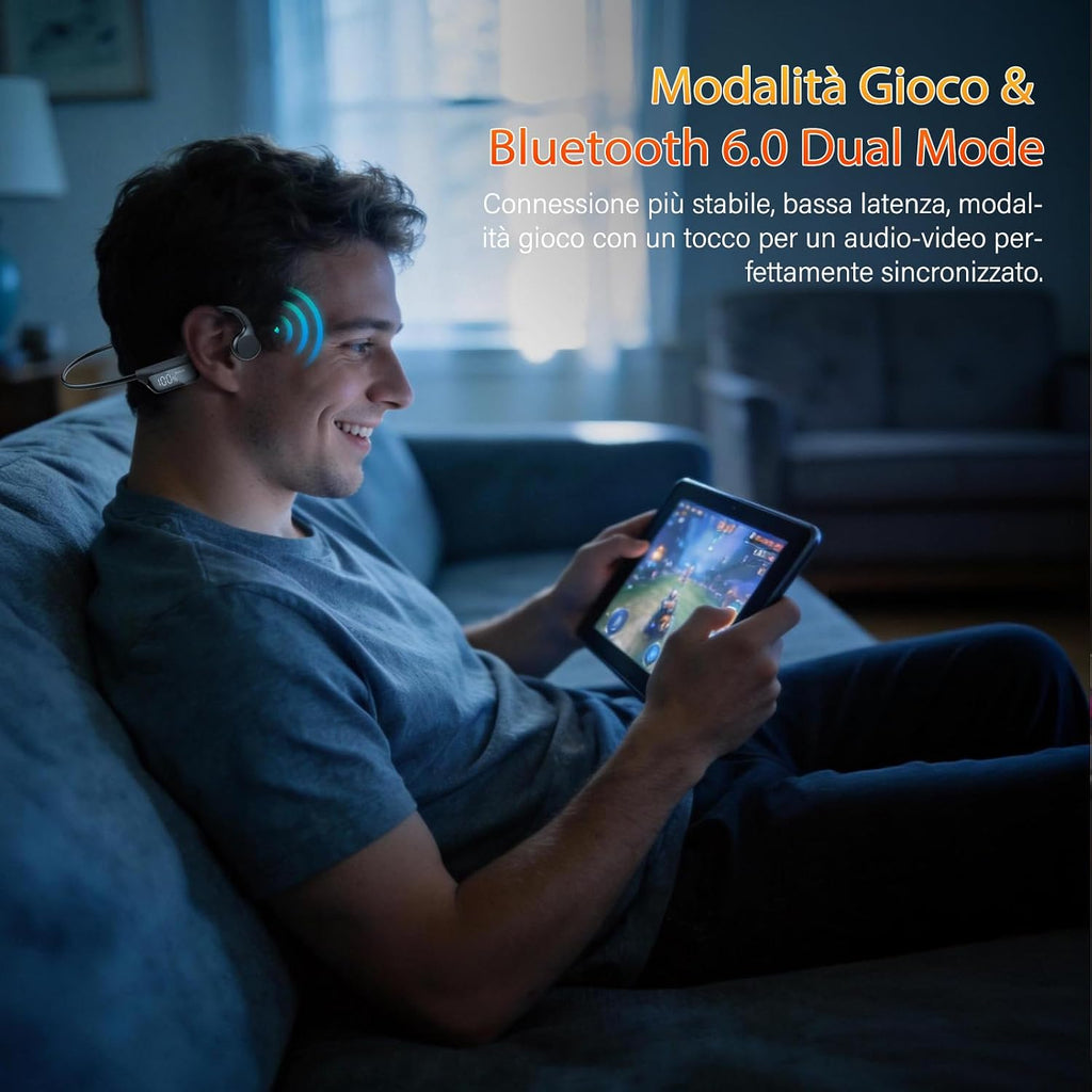 Cuffie Conduzione Ossea Bluetooth 6.0 Cuffie Open Ear Wireless Auricolari