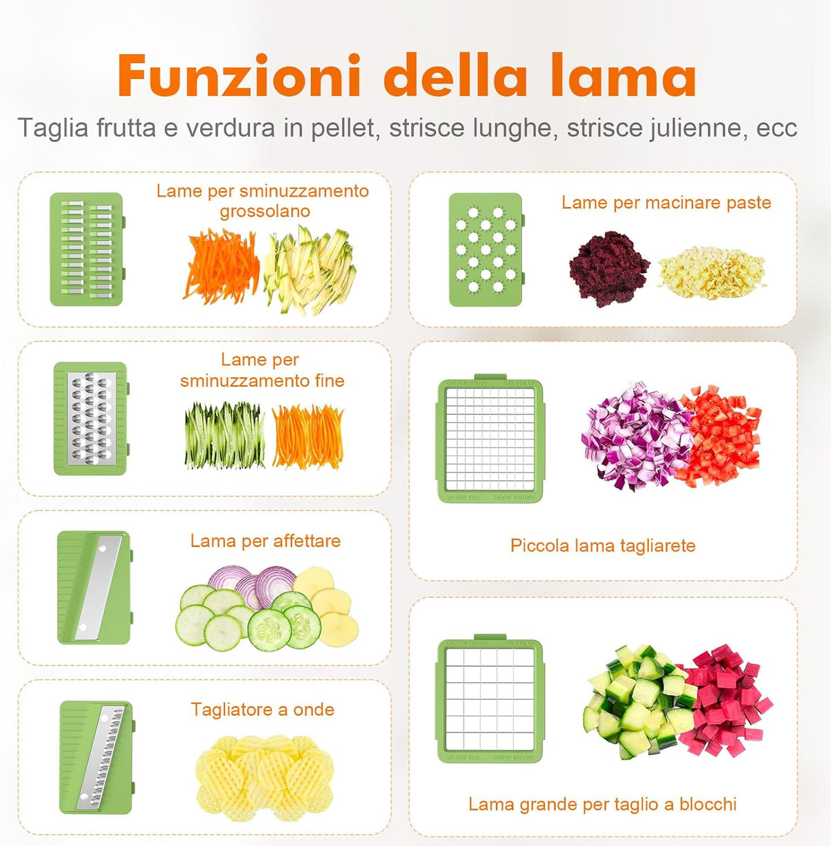 Ibergrif M524-7 Taglia Verdure, Mandolina 7 in 1 Multifunzione