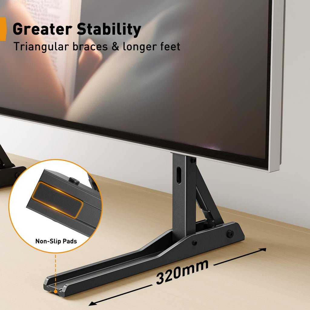 Supporto Girevole da Tavolo per TV da 26-60 Pollici - Piedistallo per TV Regolabile in Altezza con Base in Vetro Temperato, VESA Max 400x400mm, Fino a 40 kg