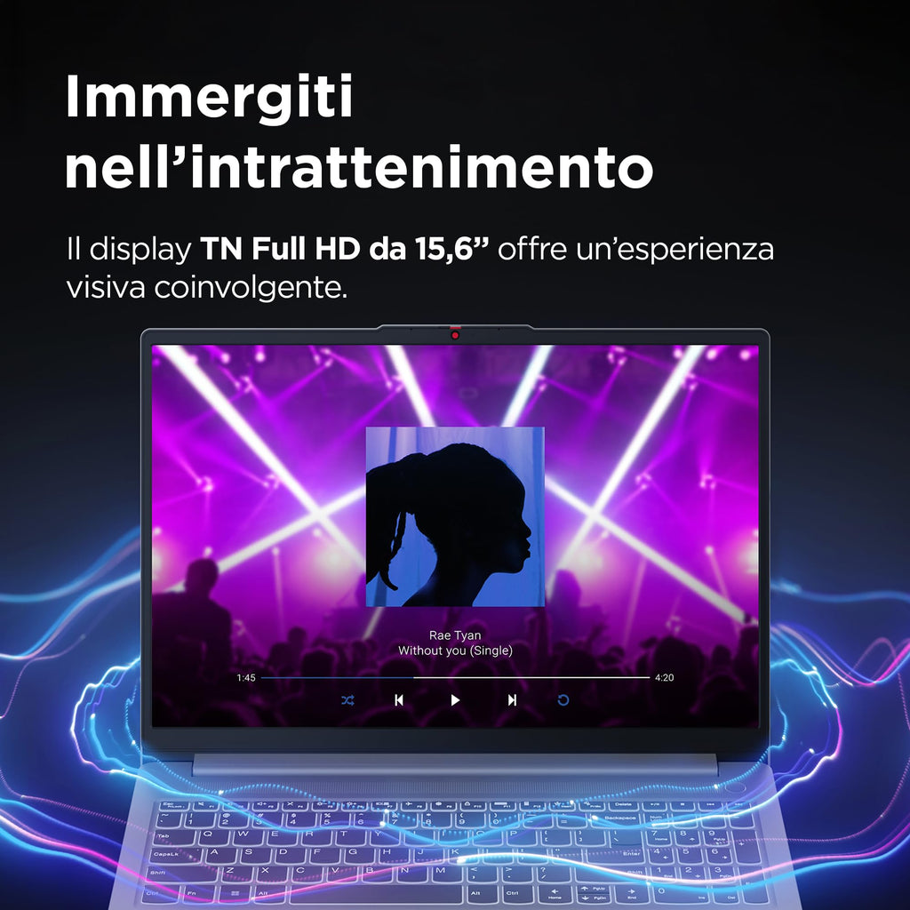 Lenovo IdeaPad Slim 3 Notebook 15" IPS, Intel Core 5 320, RAM 16GB, 512GB SSD, Windows 11 Home, WiFi 6, Laptop per Casa, Ufficio, Studio, Multitasking, Uso Quotidiano - Caricatore non incluso