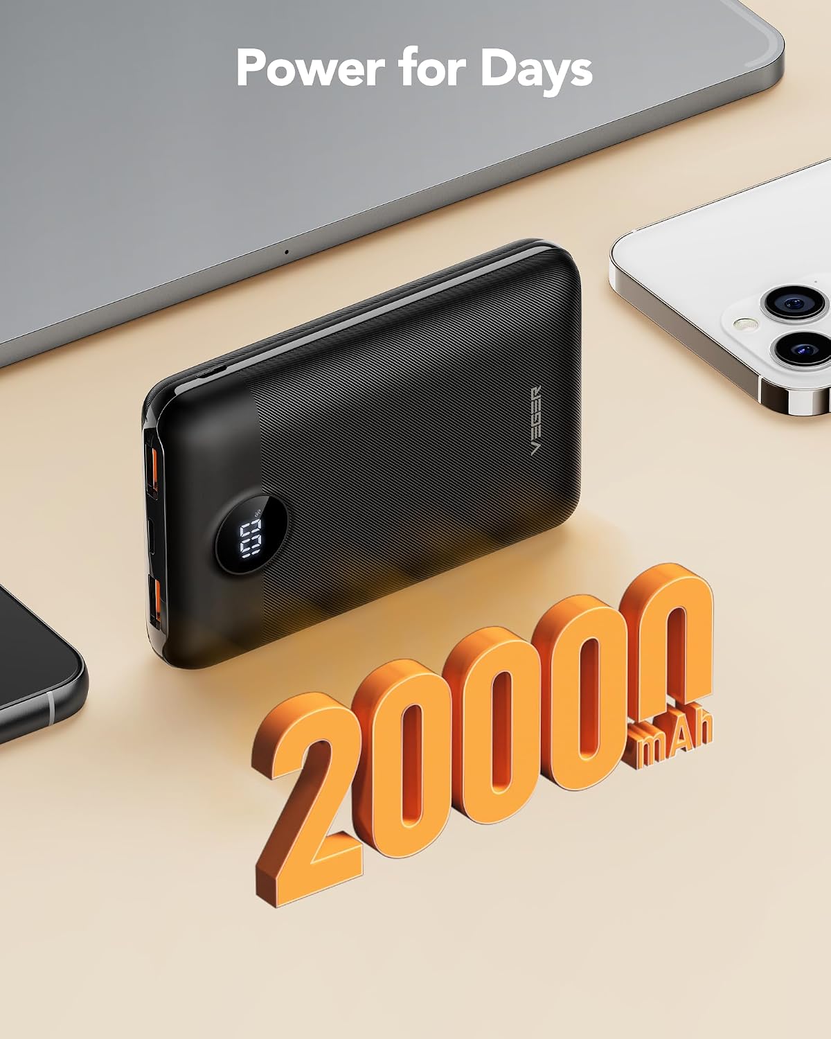 VEGER Power Bank 20000mAh, 22,5W Caricatore Ricarica Rapida PD3.0 QC4.0