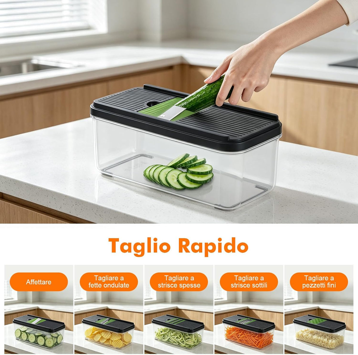 Ibergrif M524-7 Taglia Verdure, Mandolina 7 in 1 Multifunzione