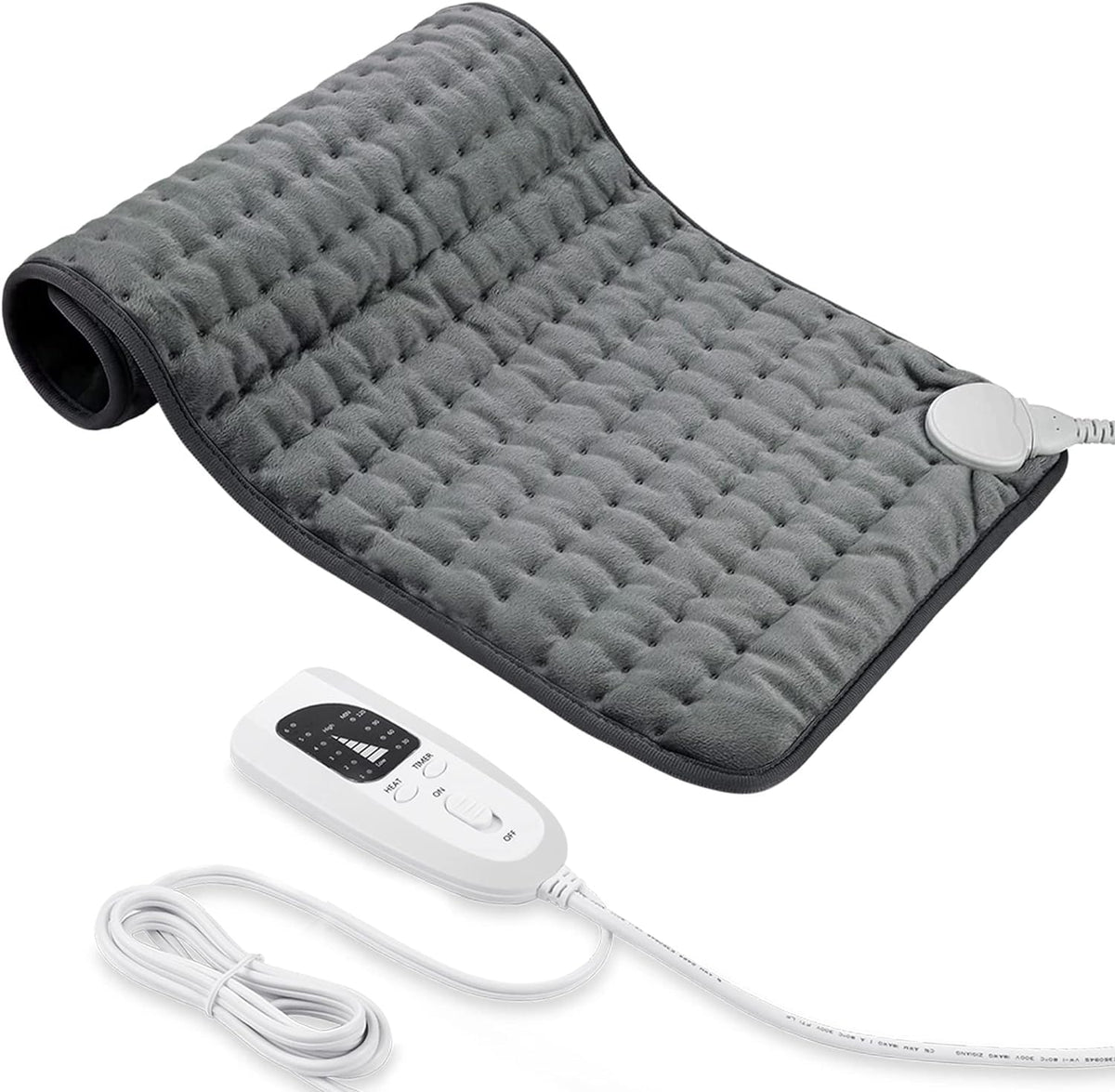 Termoforo Elettrico, Pad Elettrico con Spegnimento Automatico e 6 Livelli di Temperatura, Pad Riscaldante per Schiena, Spalla, Pancia Tecnologia di Riscaldamento(Grigio Scuro, 30x60 cm)