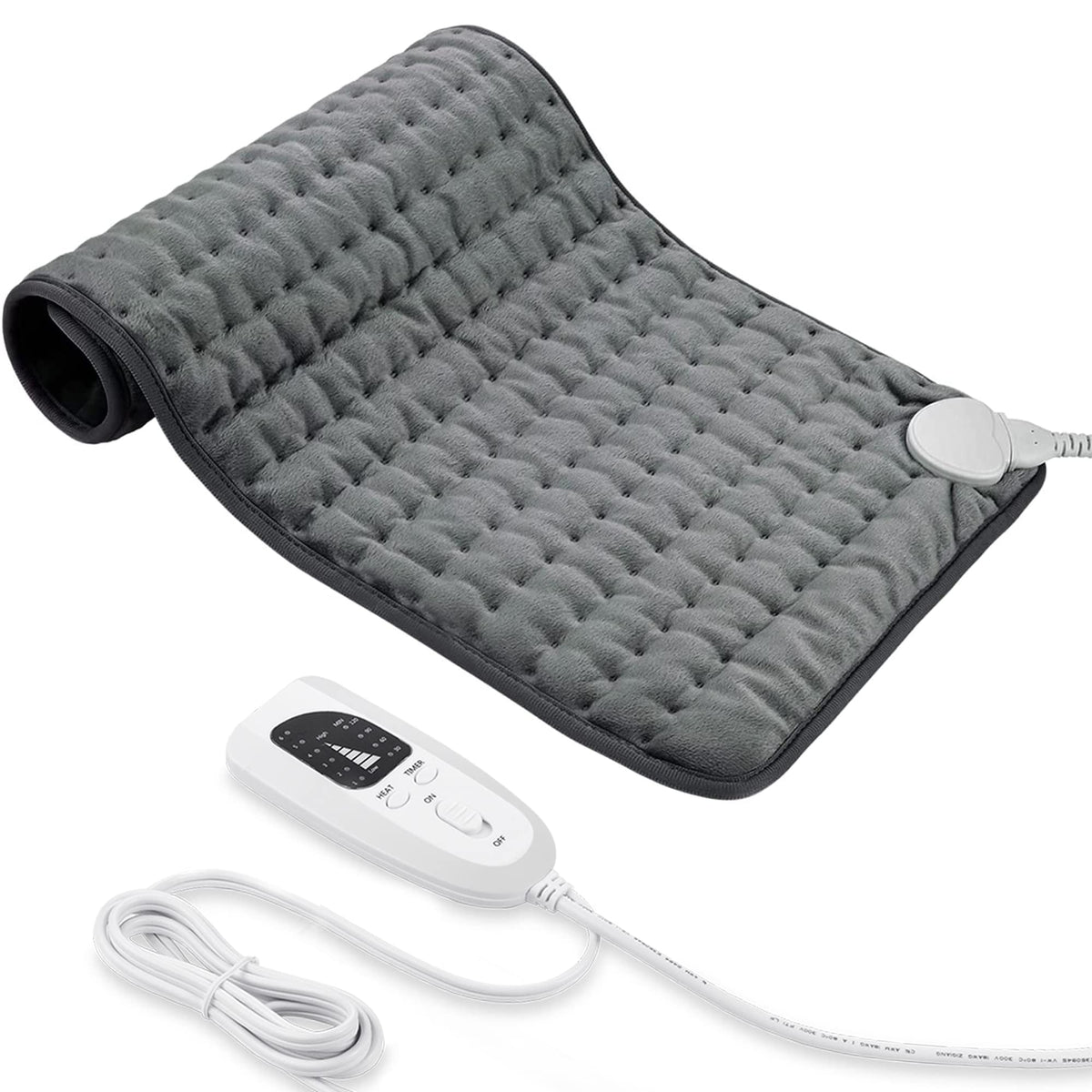 Termoforo Elettrico, Pad Elettrico con Spegnimento Automatico e 6 Livelli di Temperatura, Pad Riscaldante per Schiena, Spalla, Pancia Tecnologia di Riscaldamento(Grigio Scuro, 30x60 cm)