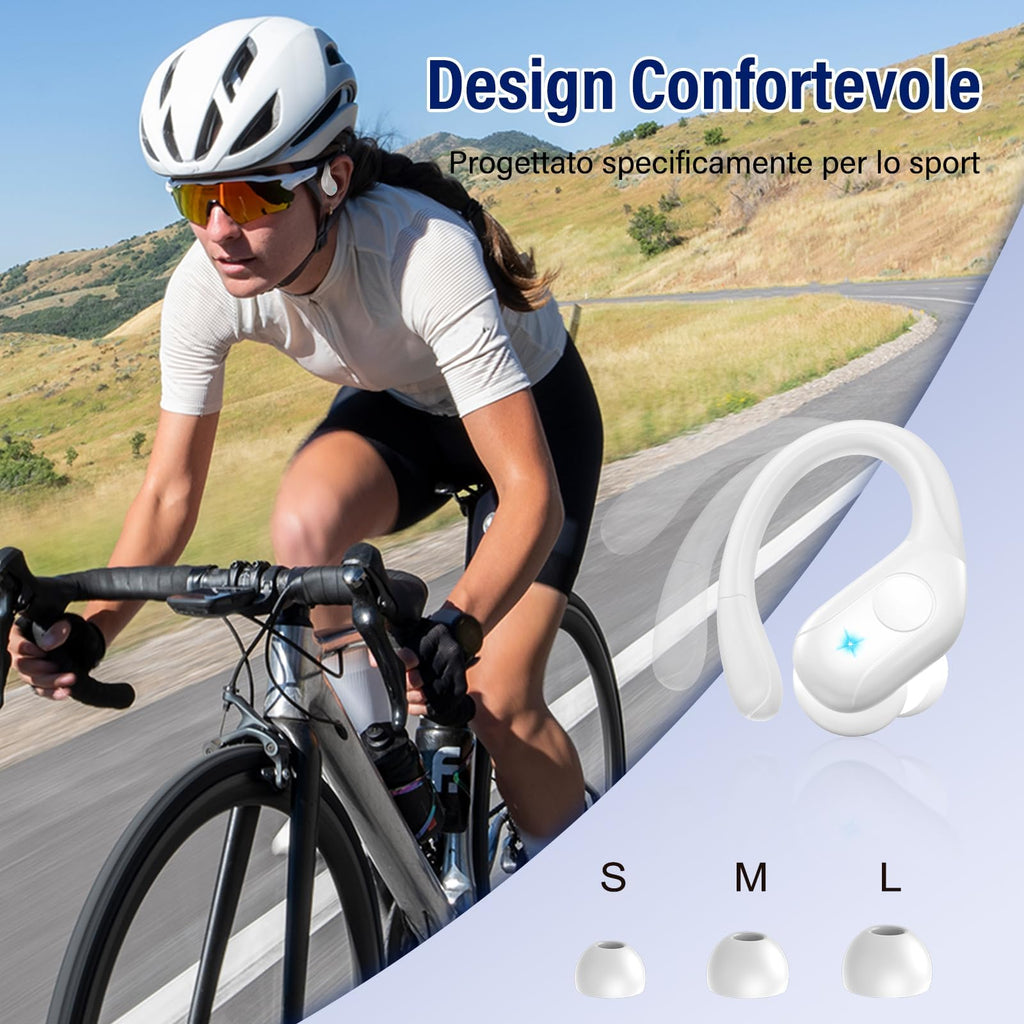 Qecnato Cuffie Bluetooth Senza Fili, Auricolari Bluetooth 5.4 con Stereo HiFi, 75 Ore, Auricolari con 4 ENC Mic, Display LED, IP7 impermeabili Cuffiette Wireless per Jogging, Lavoro, Nero