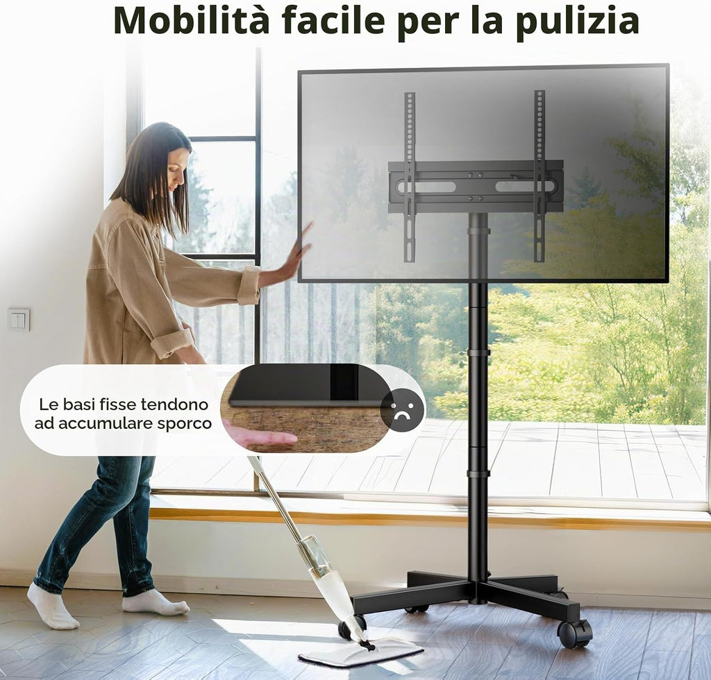 Supporto TV da Pavimento per Schermi Plasma/LCD/LED 23-60 Pollici con Ruote, Carrello Staffa Porta Mobile Supporto TV Fino a 40 kg, Max VESA 400 x 400 mm