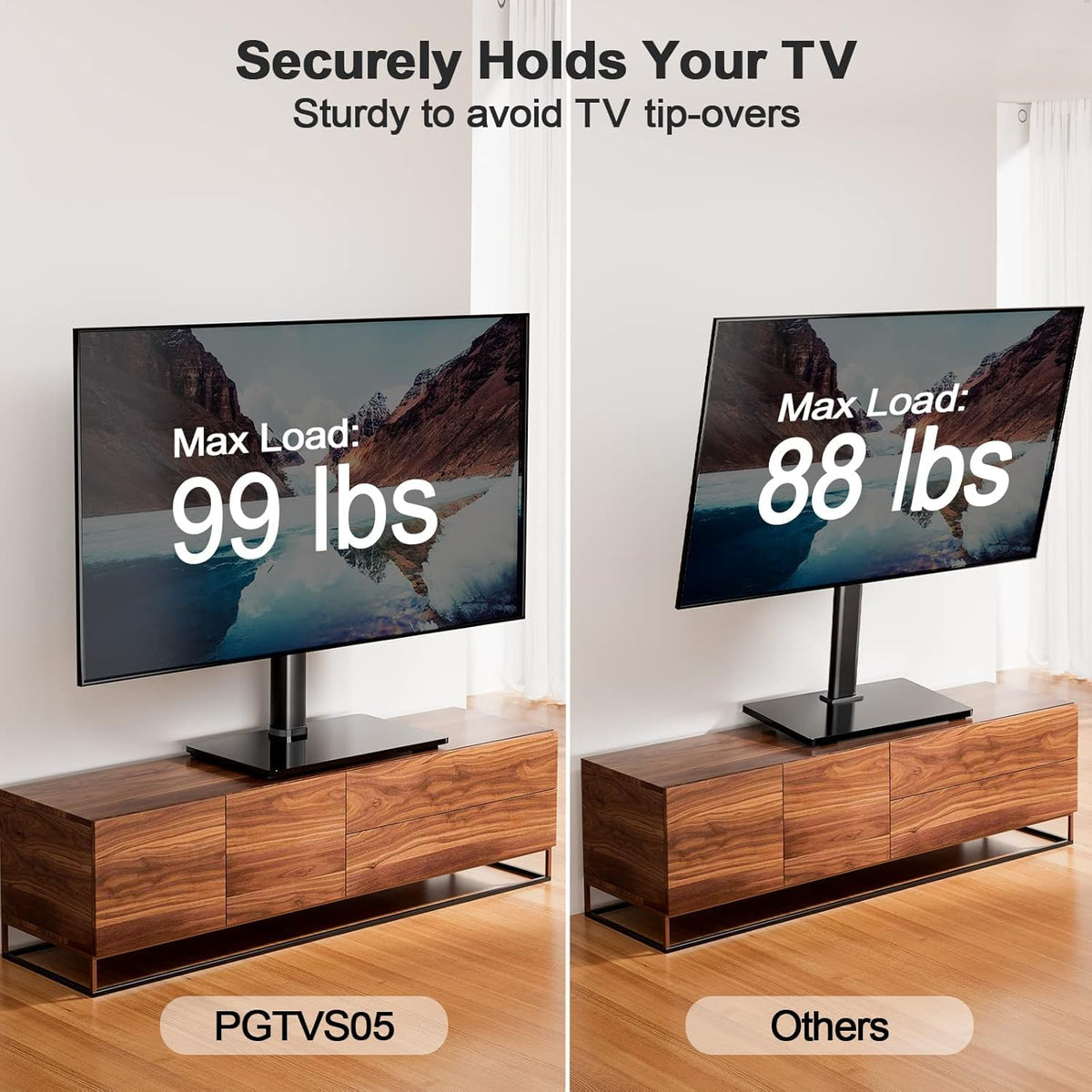 Supporto Girevole da Tavolo per TV da 26-60 Pollici - Piedistallo per TV Regolabile in Altezza con Base in Vetro Temperato, VESA Max 400x400mm, Fino a 40 kg