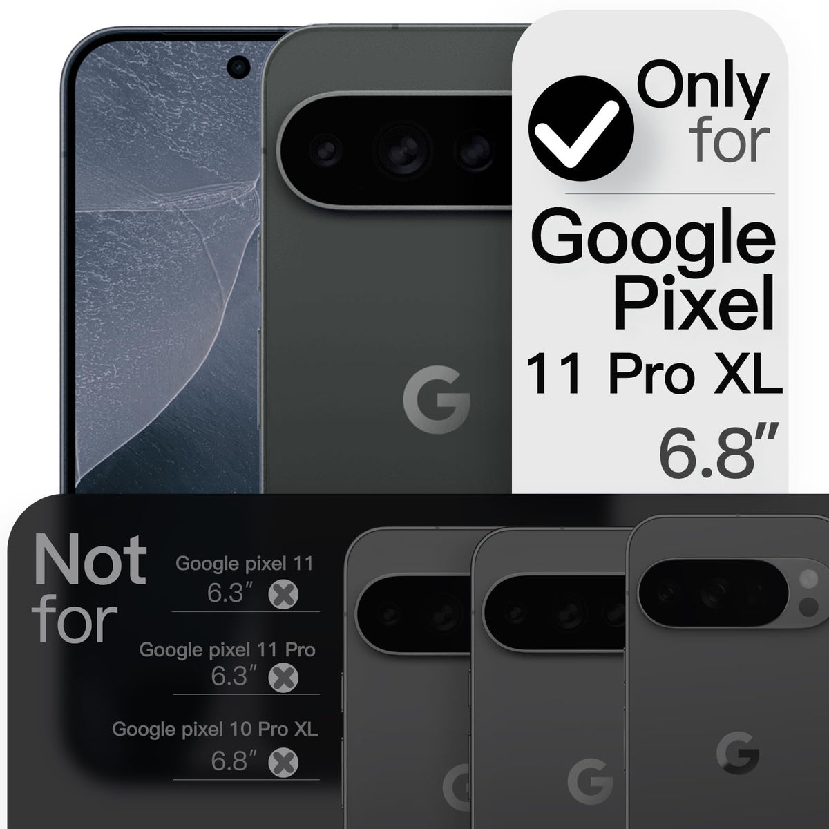 JETech Cover Magnetica Sottile per Google Pixel 11 Pro, Nero