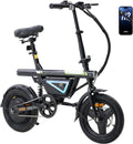 Finbike Bici Elettrica Pieghevole 14'' Pneumatico, 432WH Batteria, Autonomia di 30-50 KM, Motore 250W, E-Bike per Adulti e Adolescente, Carico 120kg, 10/15/25KM/H