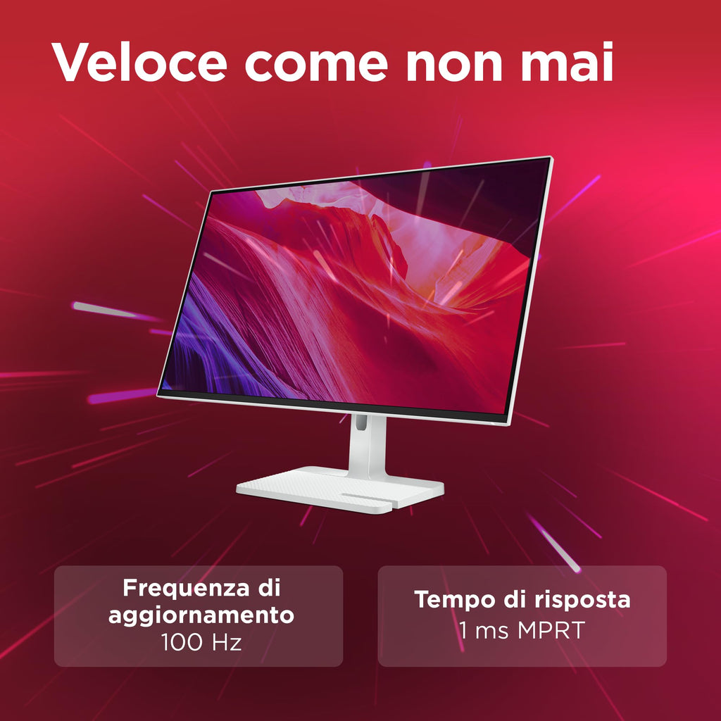 Lenovo L27-45 Monitor IPS 27" Full HD, 144Hz, 1ms, Altoparlanti integrati, HDMI e VGA, Ideale per Gaming, Studio e Home Office, VESA 100x100mm, AMD FreeSync, Inclinazione Regolabile
