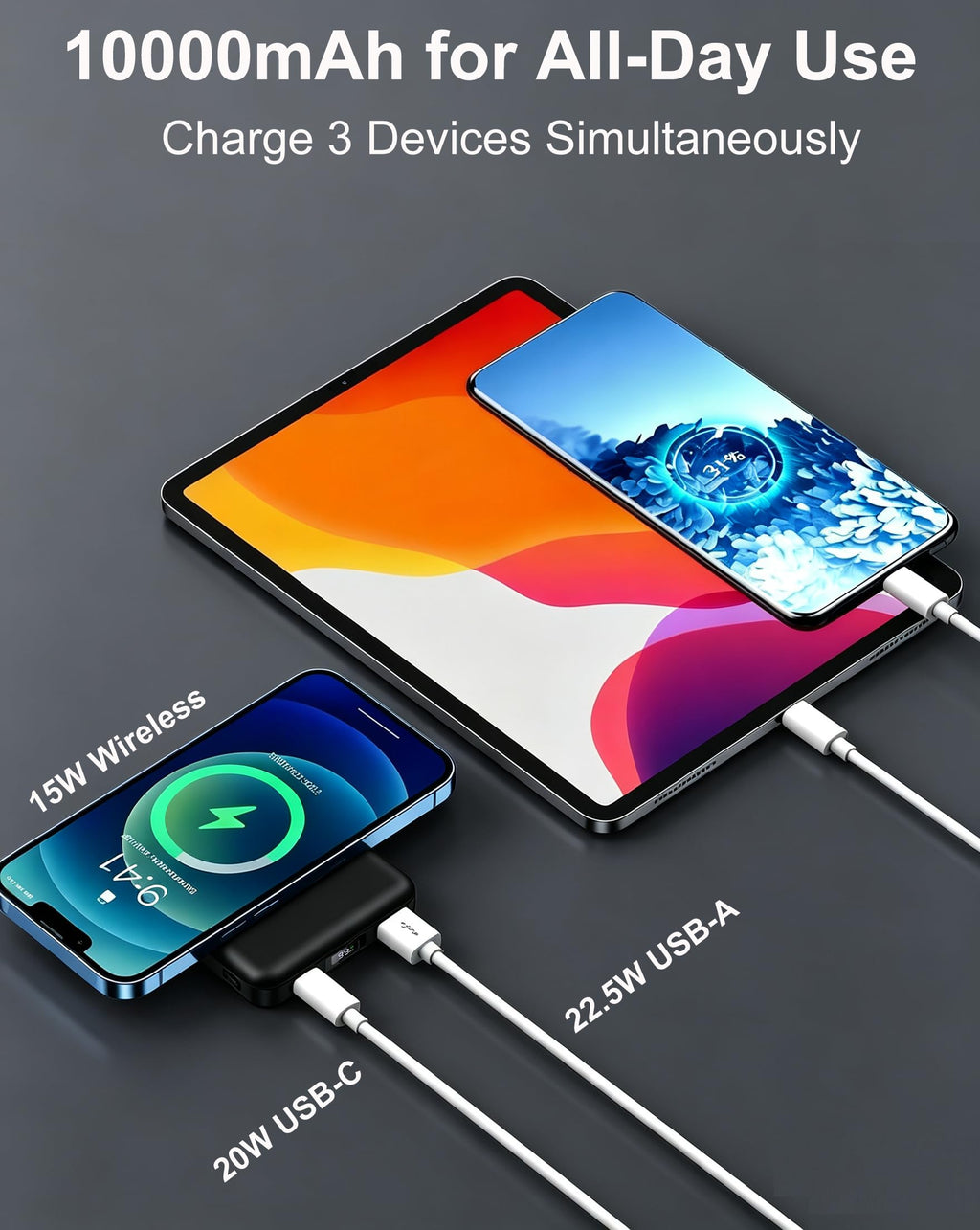 per Magsafe Powerbank 10000mAh,Power bank per iPhone con Supporto