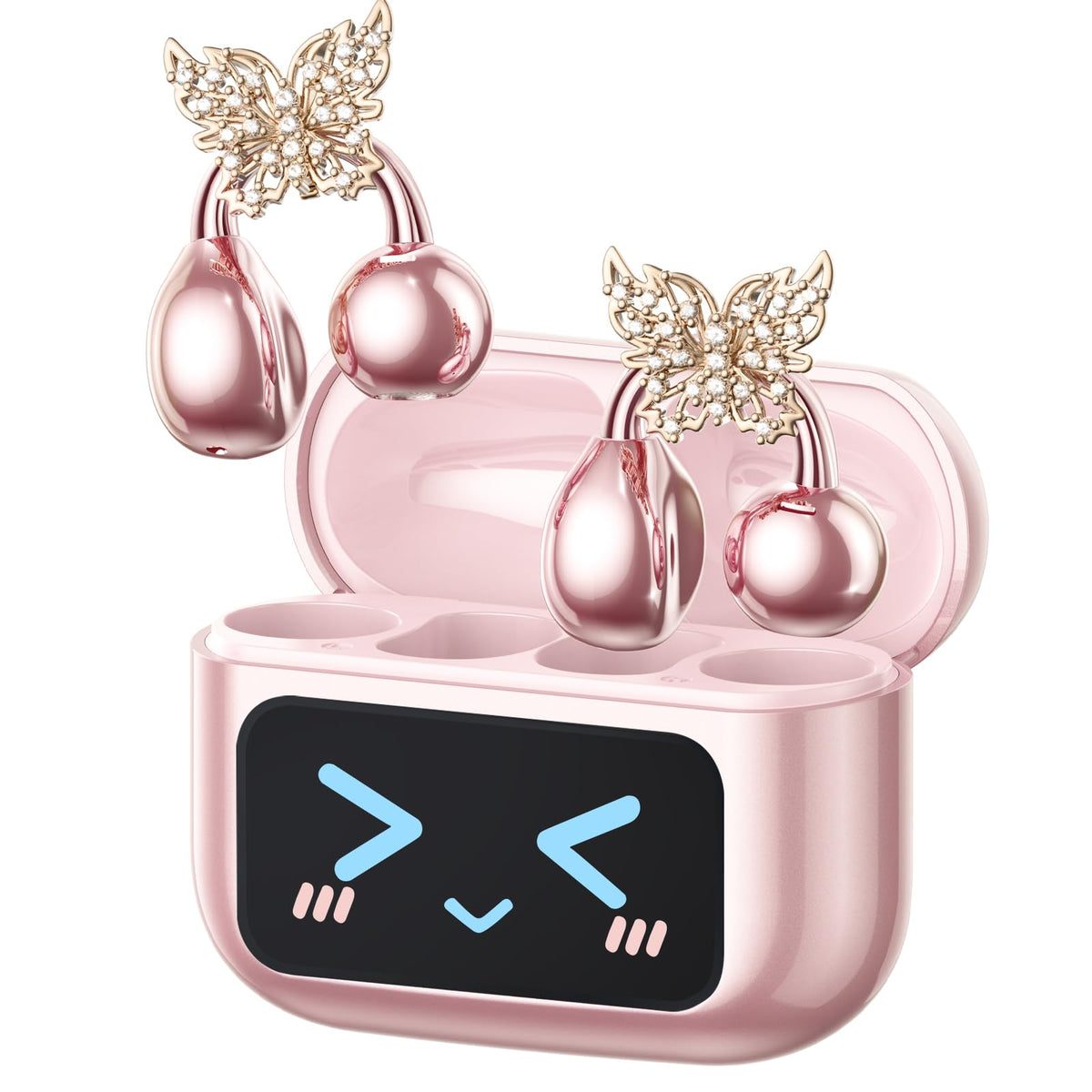 ZOMBIES CAT Auricolari Open Ear Clip-on con Schermo Touch Intelligente – Cuffie Bluetooth 5.4, Audio HiFi, Controllo Musicale & Volume, Auricolari Bluetooth per Sport,M100 Nero