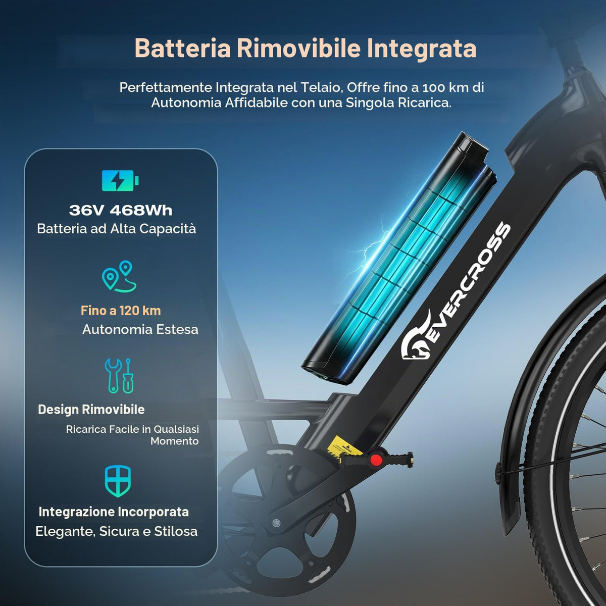EVERCROSS Bicicletta Elettrica per Adulti, 250W Bici da Montagna,16"/20"/27,5" Pneumatici Grassi E-Bike, Fino a 25KM/H, 36V/48V Batteria Rimovibile E-Bici,Sistema a Doppio Disco