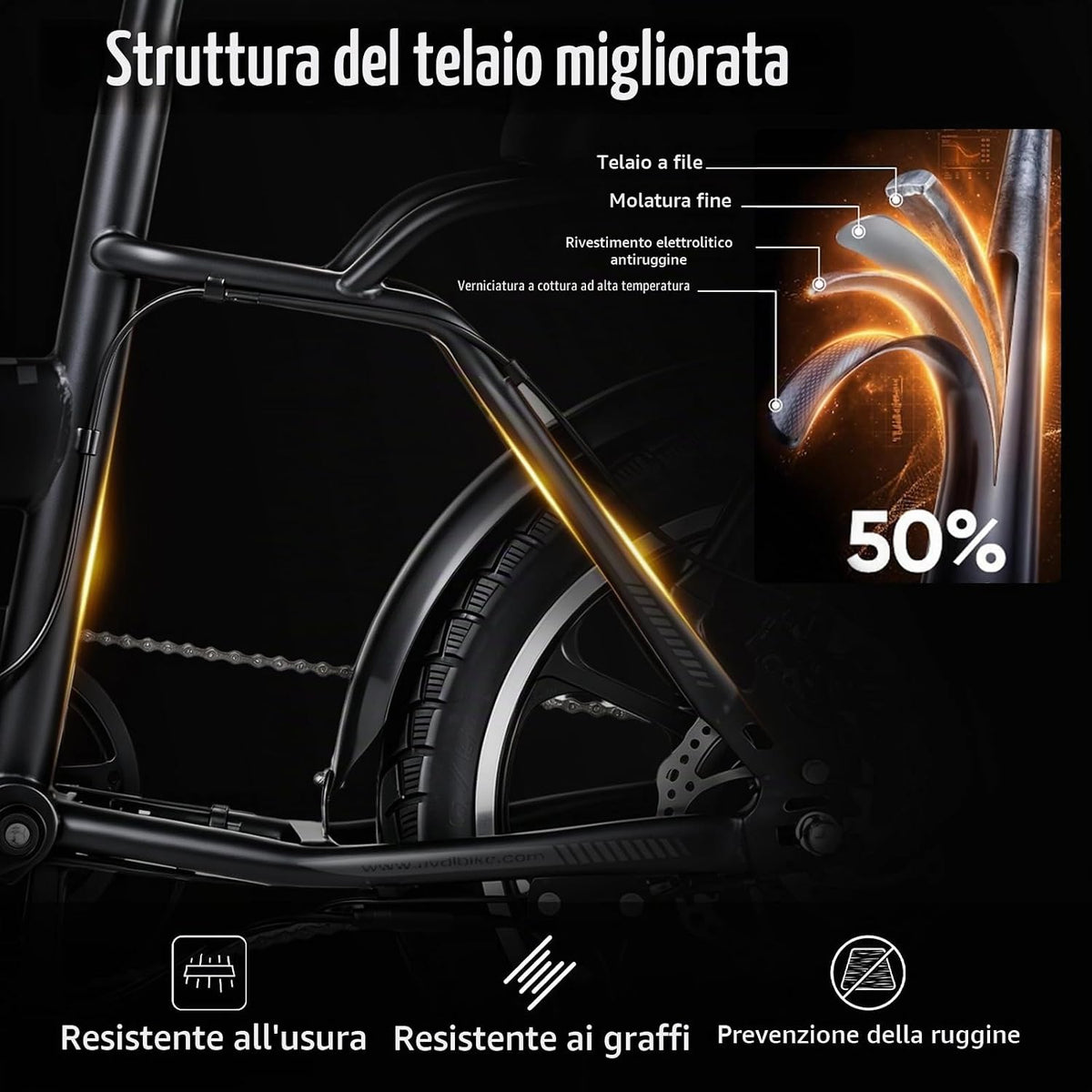 A10 Bici Elettrica, 16" Bicicletta Elettrica Pieghevole con Autonomia di 30-50 km, Batteria Rimovibile 36V 12.8Ah, 3 Modalità di Guida, Velocità 10/15/25 KM/H, E-Bike per Adulti e Adolescente-120kg