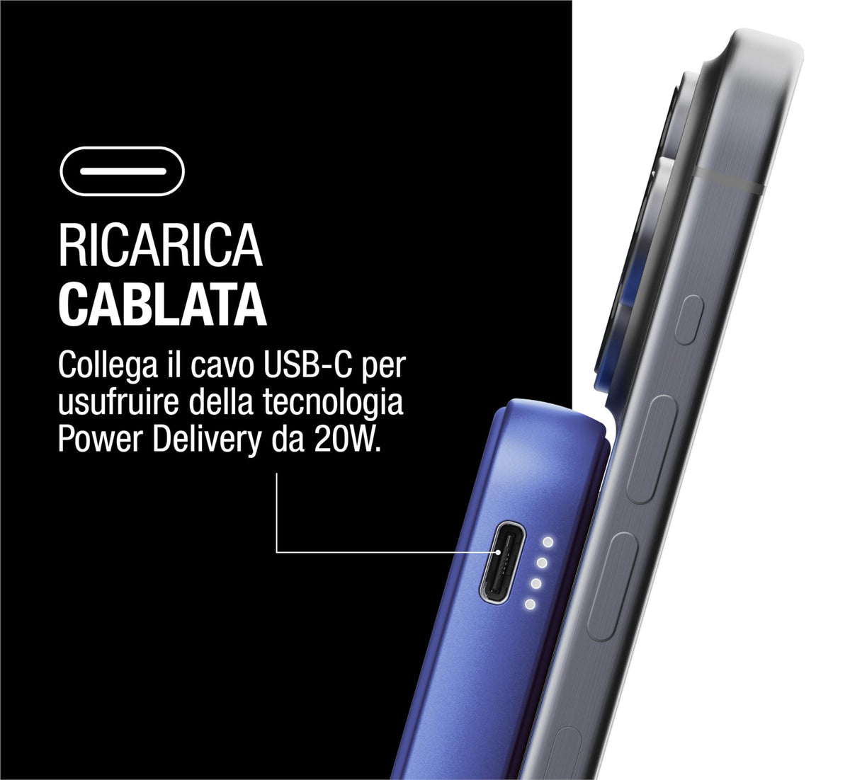 Fresh 'n Rebel Powerbank Magnetico Senza Fili 5000mAh, compatibile con MagSafe, Ricarica Rapida PD 20W, porta USB-C (in/Out), per iPhone 17/16/15/14/13/12, Portatile, con Supporto (Storm Grey)