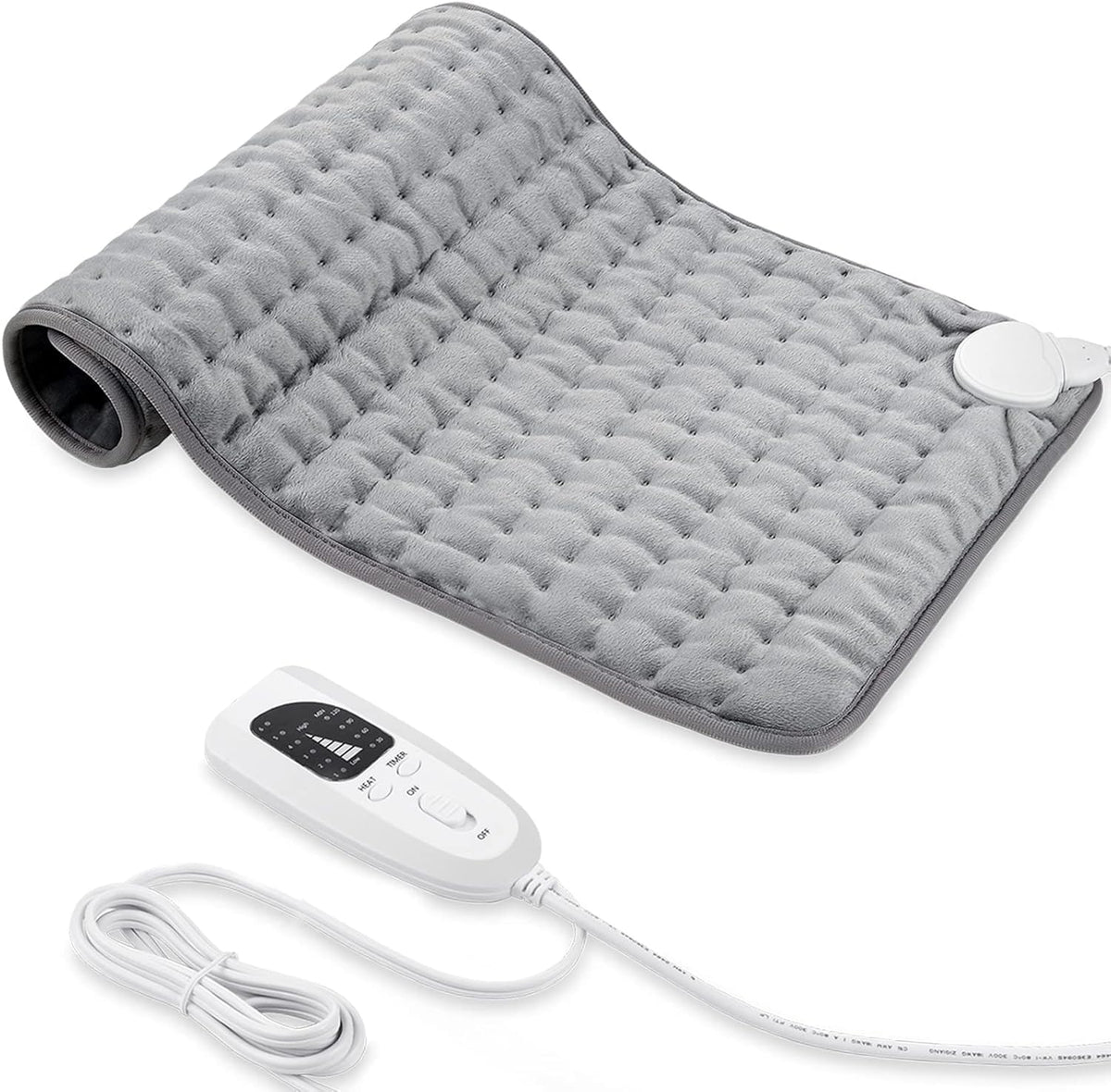 Termoforo Elettrico, Pad Elettrico con Spegnimento Automatico e 6 Livelli di Temperatura, Pad Riscaldante per Schiena, Spalla, Pancia Tecnologia di Riscaldamento(Grigio Scuro, 30x60 cm)