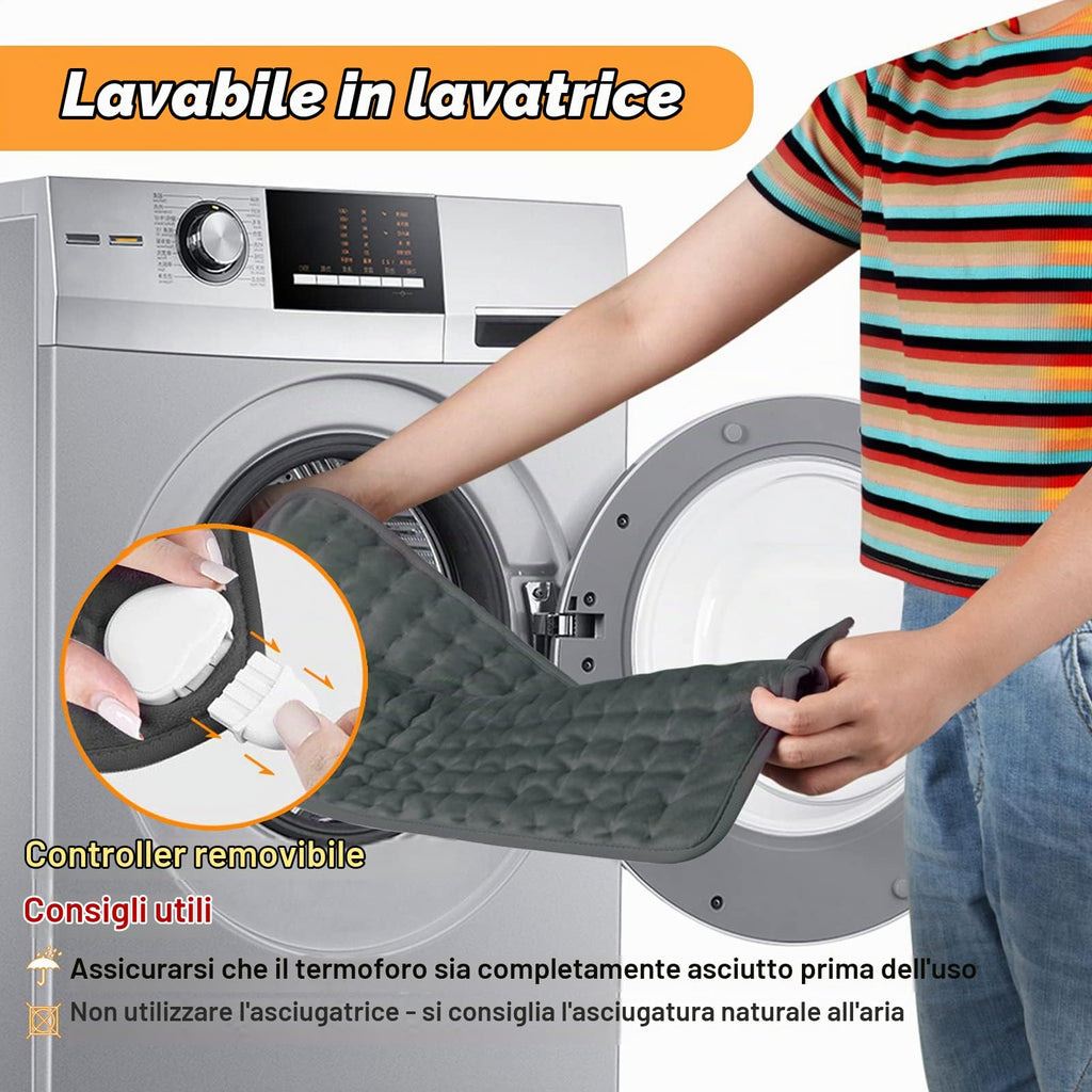 Termoforo Elettrico, Pad Elettrico con Spegnimento Automatico e 6 Livelli di Temperatura, Pad Riscaldante per Schiena, Spalla, Pancia Tecnologia di Riscaldamento(Grigio Scuro, 30x60 cm)
