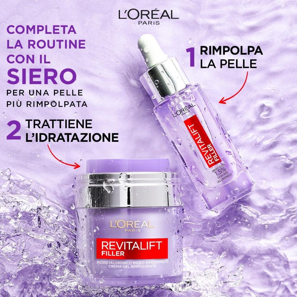 L'Oréal Paris Contorno Occhi Revitalift Filler, Azione Antirughe Rivolumizzante con Acido Ialuronico Concentrato, 15 ml