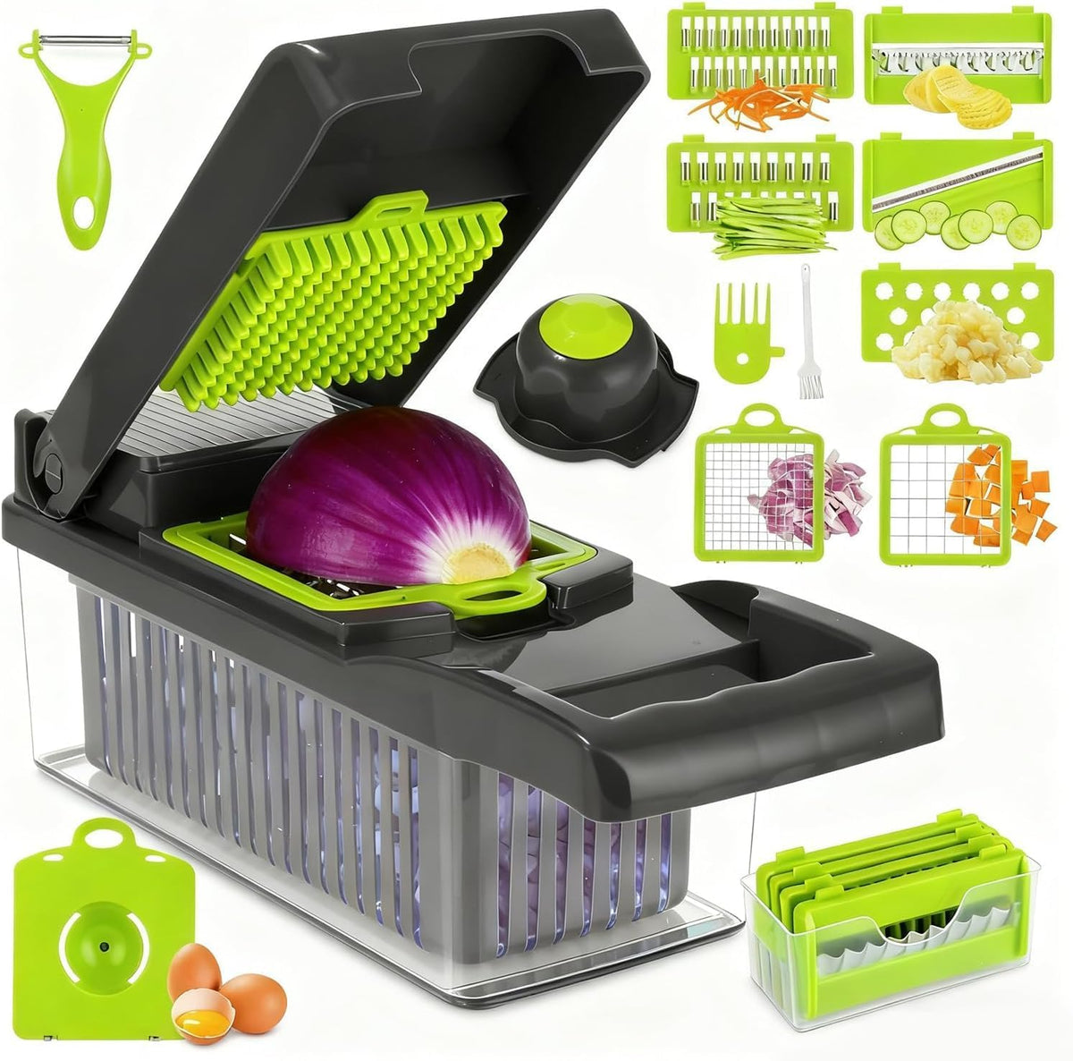 Verdure Multifunzione,16 in 1 Tagliaverdure Manuale Tagliaverdure