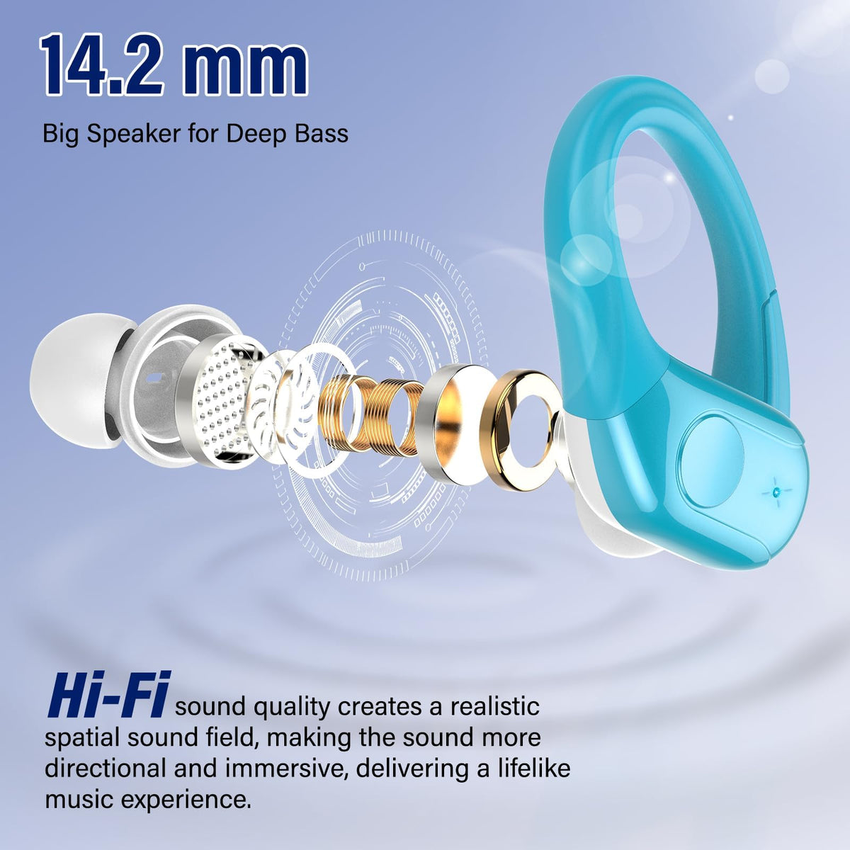 Qecnato Cuffie Bluetooth Senza Fili, Auricolari Bluetooth 5.4 con Stereo HiFi, 75 Ore, Auricolari con 4 ENC Mic, Display LED, IP7 impermeabili Cuffiette Wireless per Jogging, Lavoro, Nero