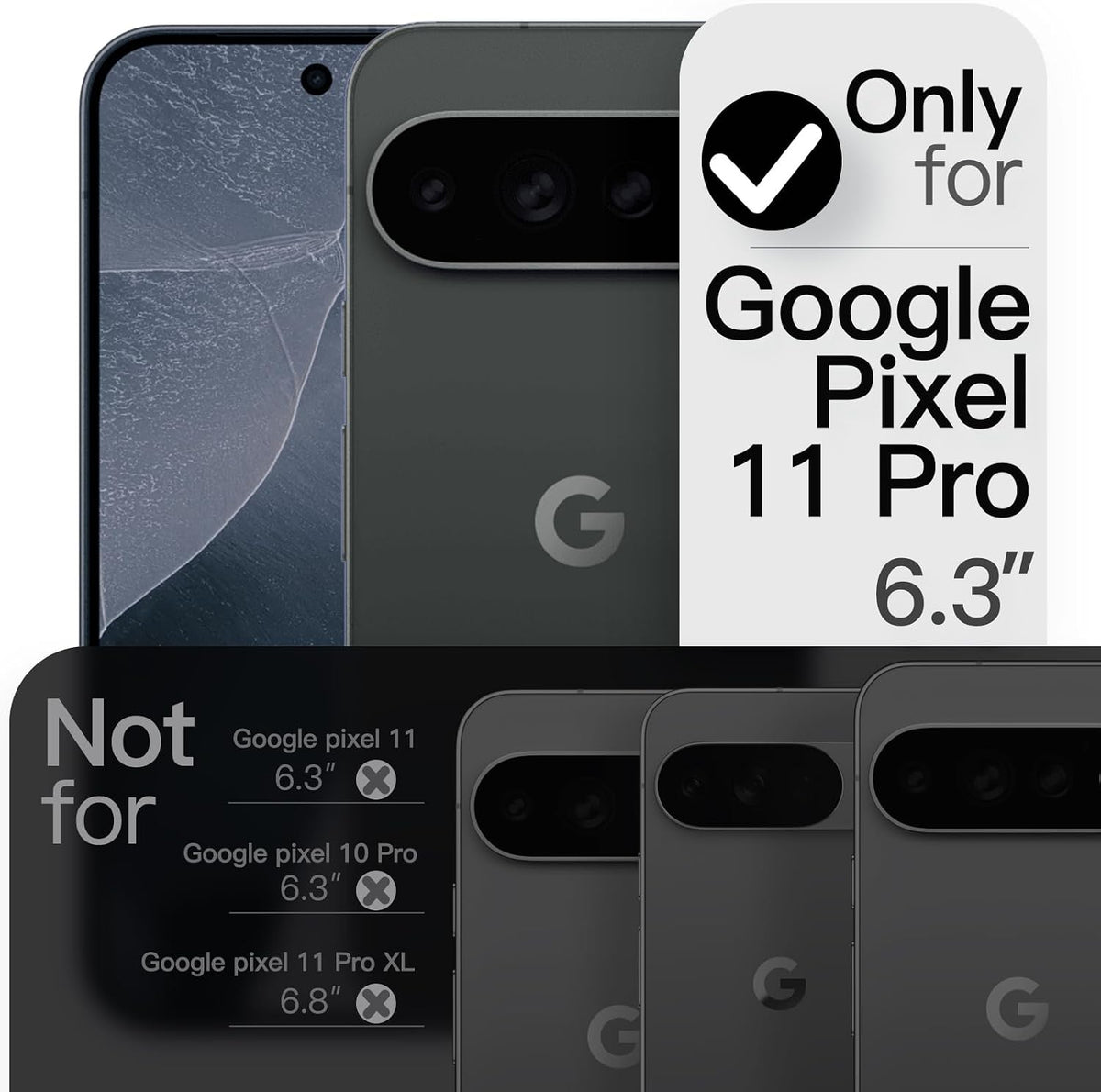 JETech Cover Magnetica Sottile per Google Pixel 11 Pro, Nero