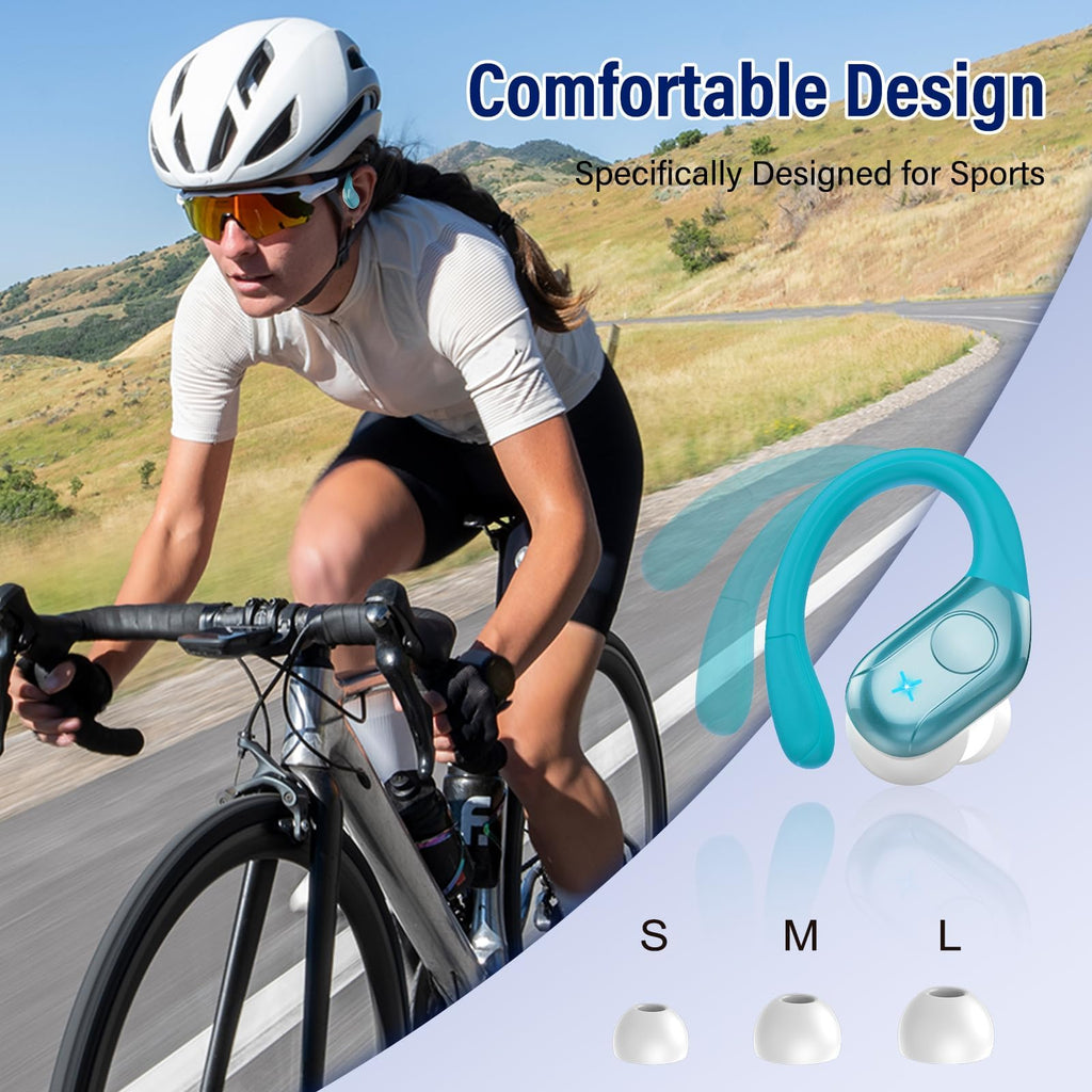 Qecnato Cuffie Bluetooth Senza Fili, Auricolari Bluetooth 5.4 con Stereo HiFi, 75 Ore, Auricolari con 4 ENC Mic, Display LED, IP7 impermeabili Cuffiette Wireless per Jogging, Lavoro, Nero