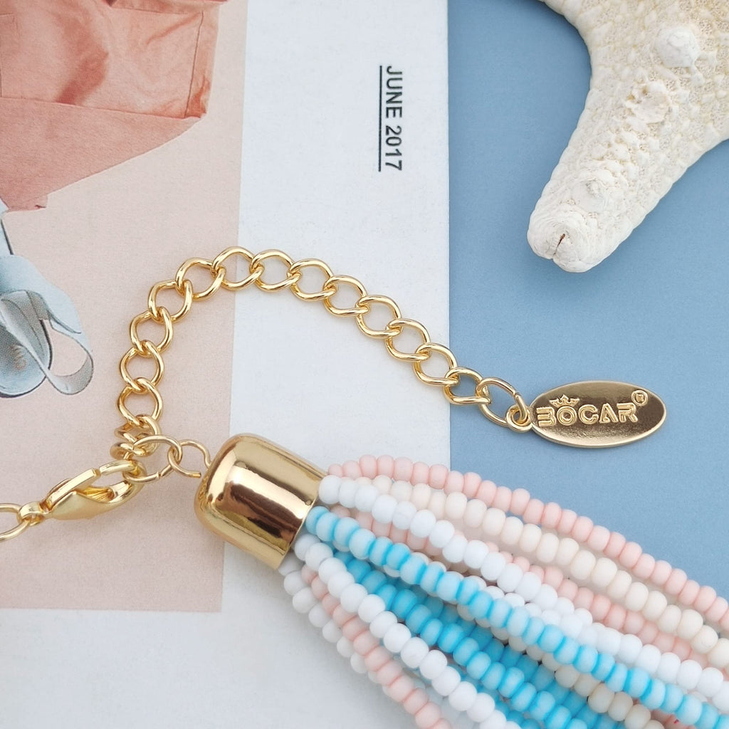 Bocar Multi Layer Chunky Bavaglino dichiarazione perle semi, collare collana per donne regalo (NK-10351)