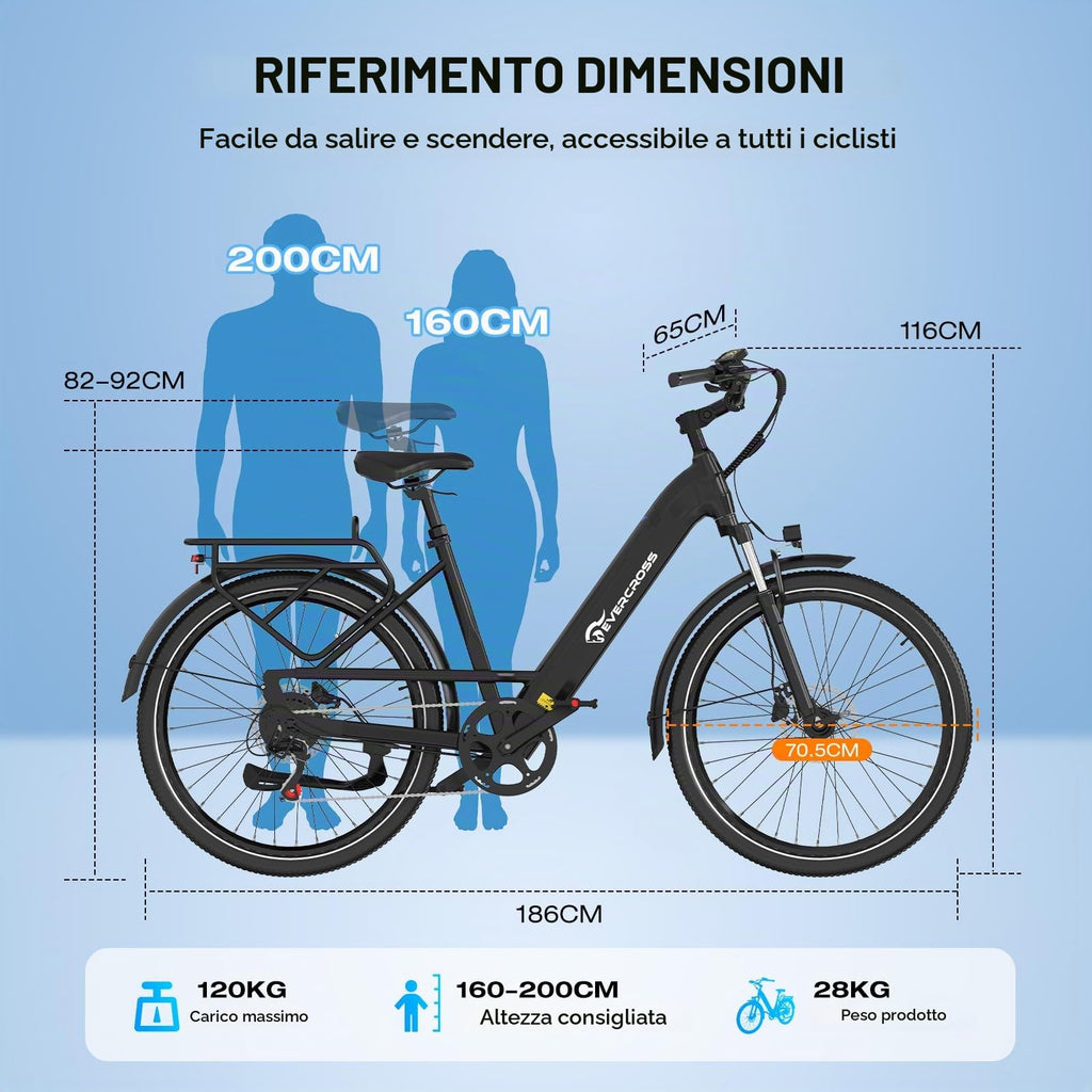 EVERCROSS Bicicletta Elettrica per Adulti, 250W Bici da Montagna,16"/20"/27,5" Pneumatici Grassi E-Bike, Fino a 25KM/H, 36V/48V Batteria Rimovibile E-Bici,Sistema a Doppio Disco