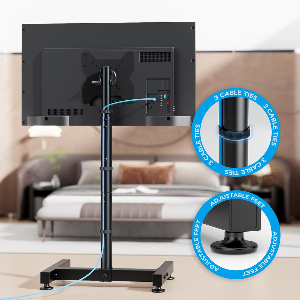 Supporto TV da Pavimento per Schermi Plasma/LCD/LED 23-60 Pollici con Ruote, Carrello Staffa Porta Mobile Supporto TV Fino a 40 kg, Max VESA 400 x 400 mm