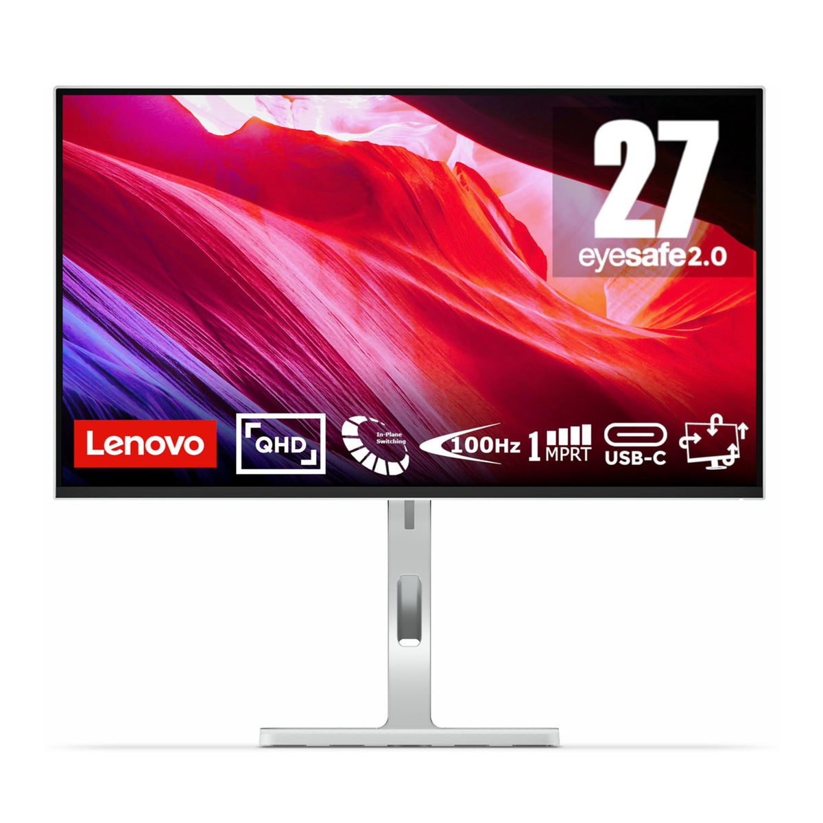 Lenovo L27-45 Monitor IPS 27" Full HD, 144Hz, 1ms, Altoparlanti integrati, HDMI e VGA, Ideale per Gaming, Studio e Home Office, VESA 100x100mm, AMD FreeSync, Inclinazione Regolabile