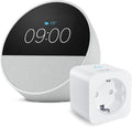 Amazon Echo Spot (Ultimo modello) | Bianco + WiZ Presa intelligente, compatibile con Alexa - Kit di base per Casa Intelligente