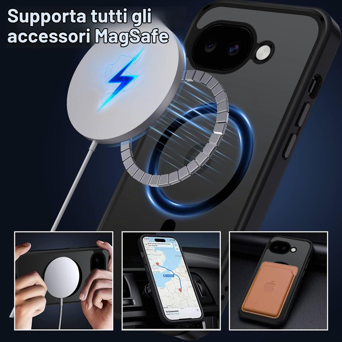 XTCASE Cover Magnetica per Google Pixel 11/11 Pro 5G Traslucida Opaca, Nero