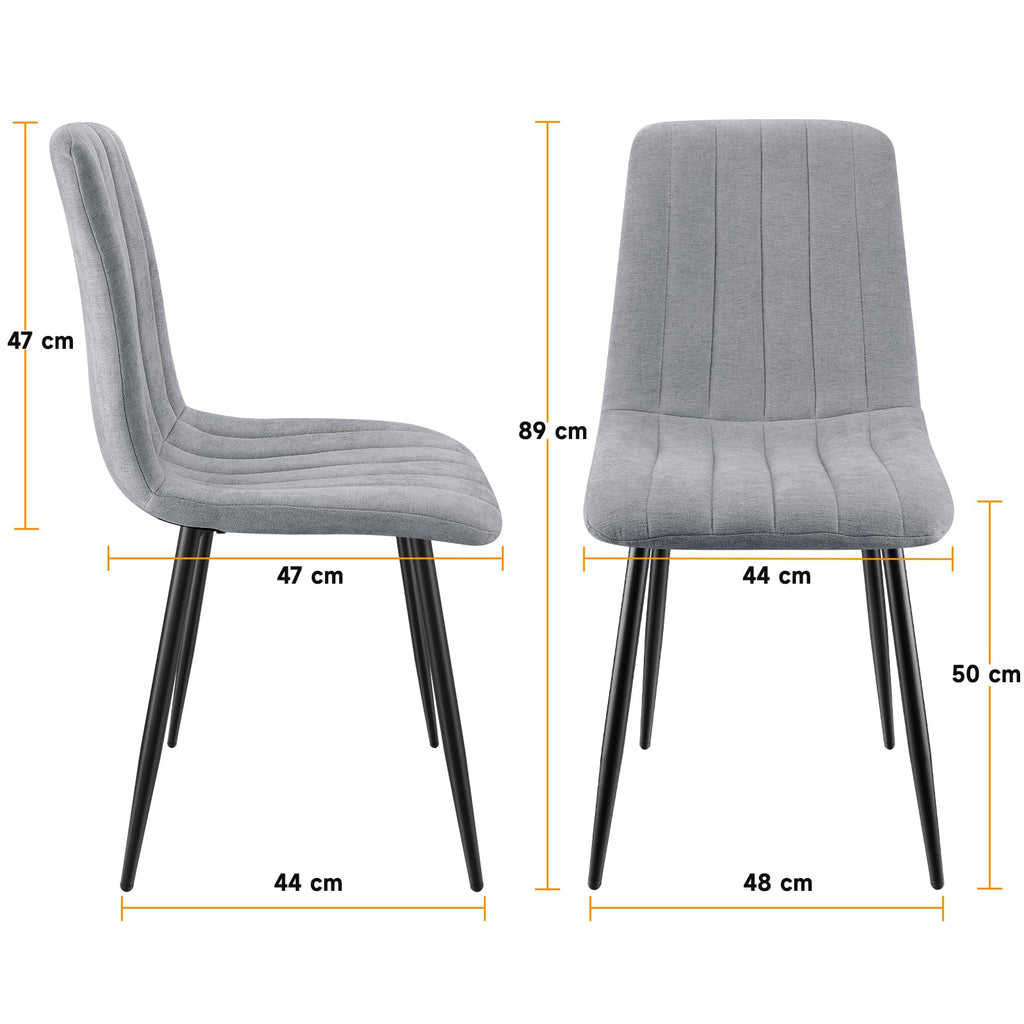Set di 4 Sedie Da Pranzo,Tessuto di Lino Traspirante,Grigio