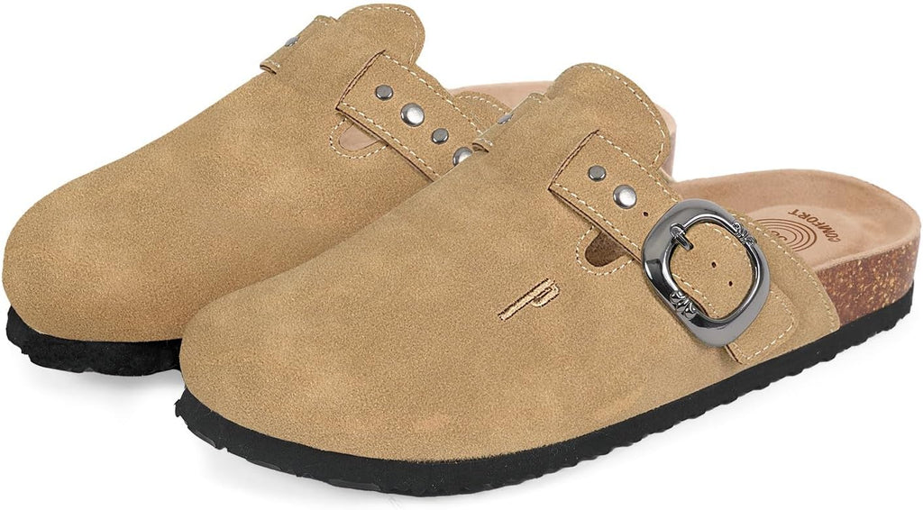 PERLETTI Ciabatte Donna Estive con Doppia Fibbia - Ciabatte Mare Dorate Comode - Sandali Comfort da Casa