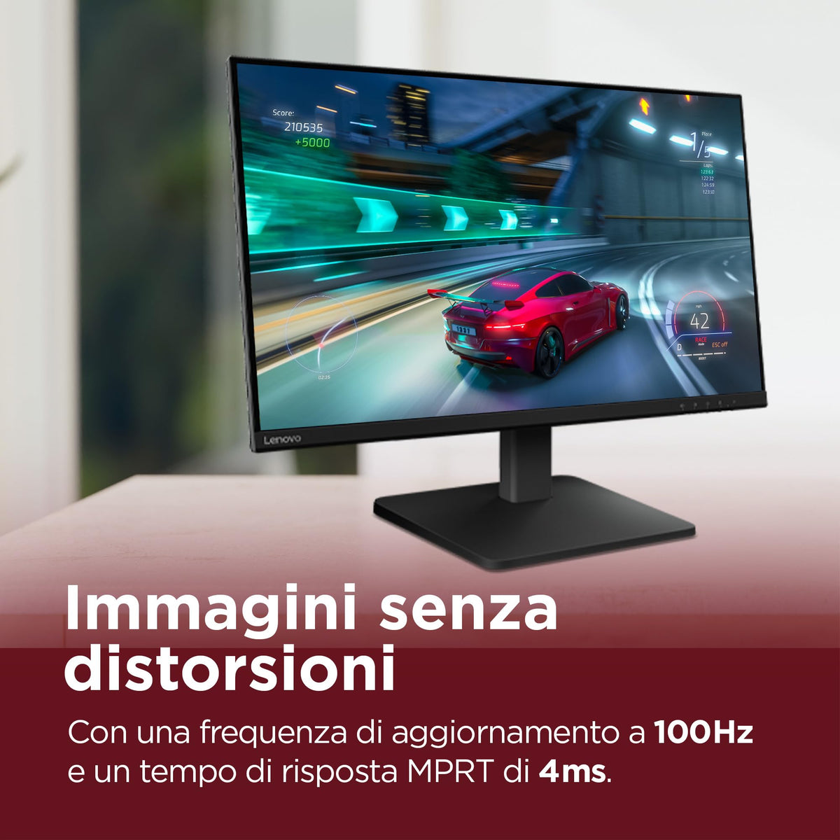 Lenovo L27-45 Monitor IPS 27" Full HD, 144Hz, 1ms, Altoparlanti integrati, HDMI e VGA, Ideale per Gaming, Studio e Home Office, VESA 100x100mm, AMD FreeSync, Inclinazione Regolabile