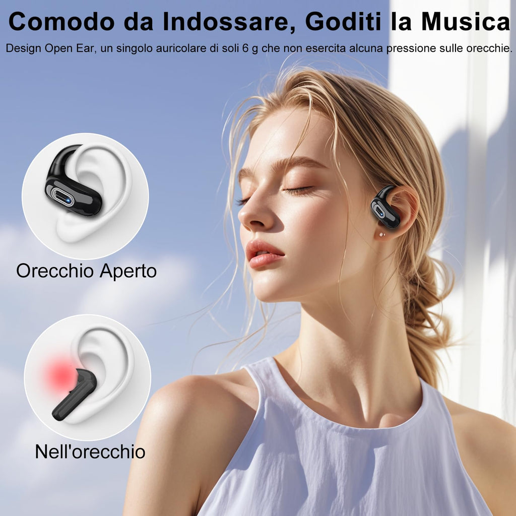 Qecnato Cuffie Bluetooth Senza Fili, Auricolari Bluetooth 5.4 con Stereo HiFi, 75 Ore, Auricolari con 4 ENC Mic, Display LED, IP7 impermeabili Cuffiette Wireless per Jogging, Lavoro, Nero